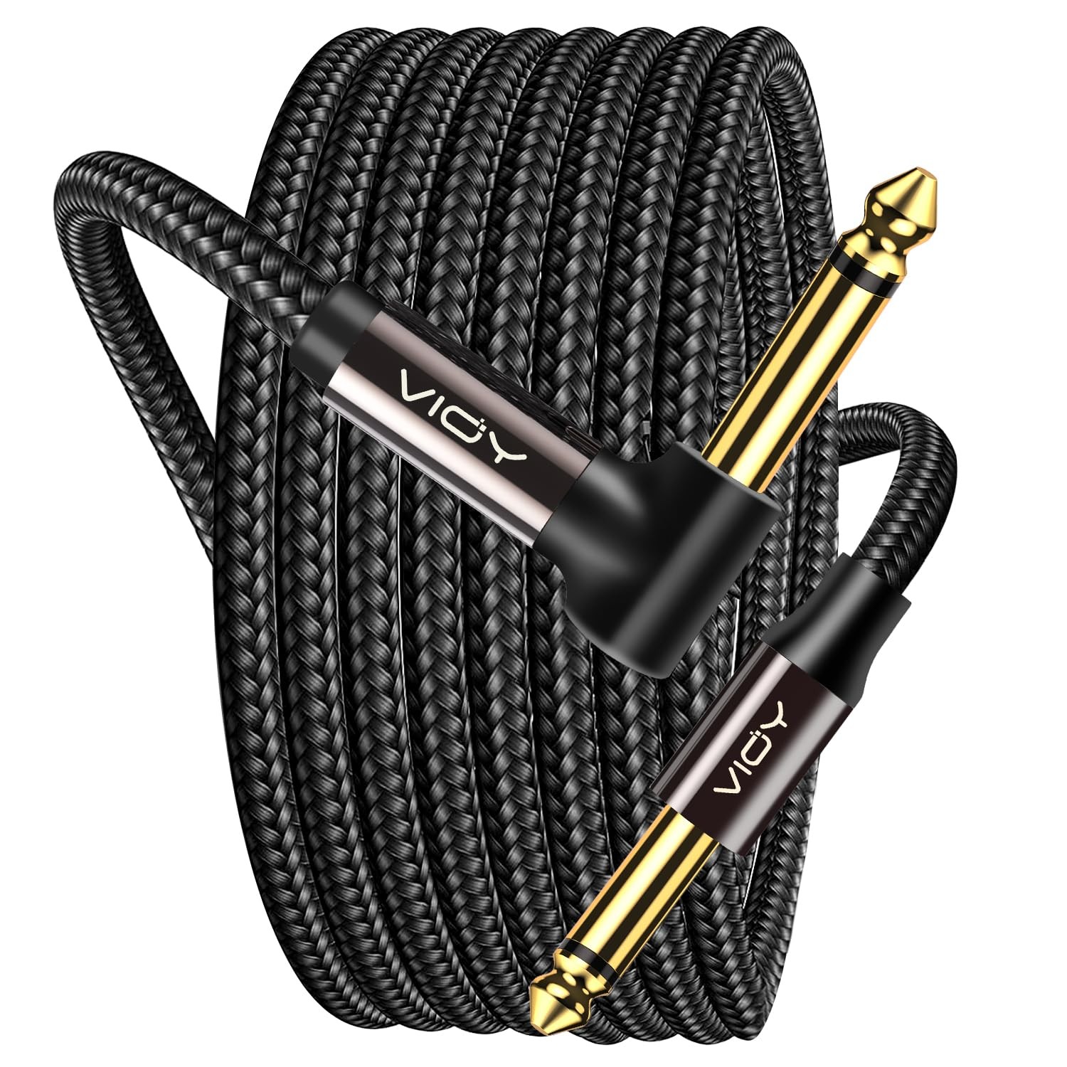 Guitar Cable 15 ft/5 M, Instrument Right Angle Cables, 6.35 mm (1/4) TS Unbal…