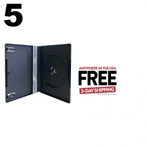 5 STANDARD Black Single DVD Cases 14MM (Machinable Quality) **1-3 DAYS