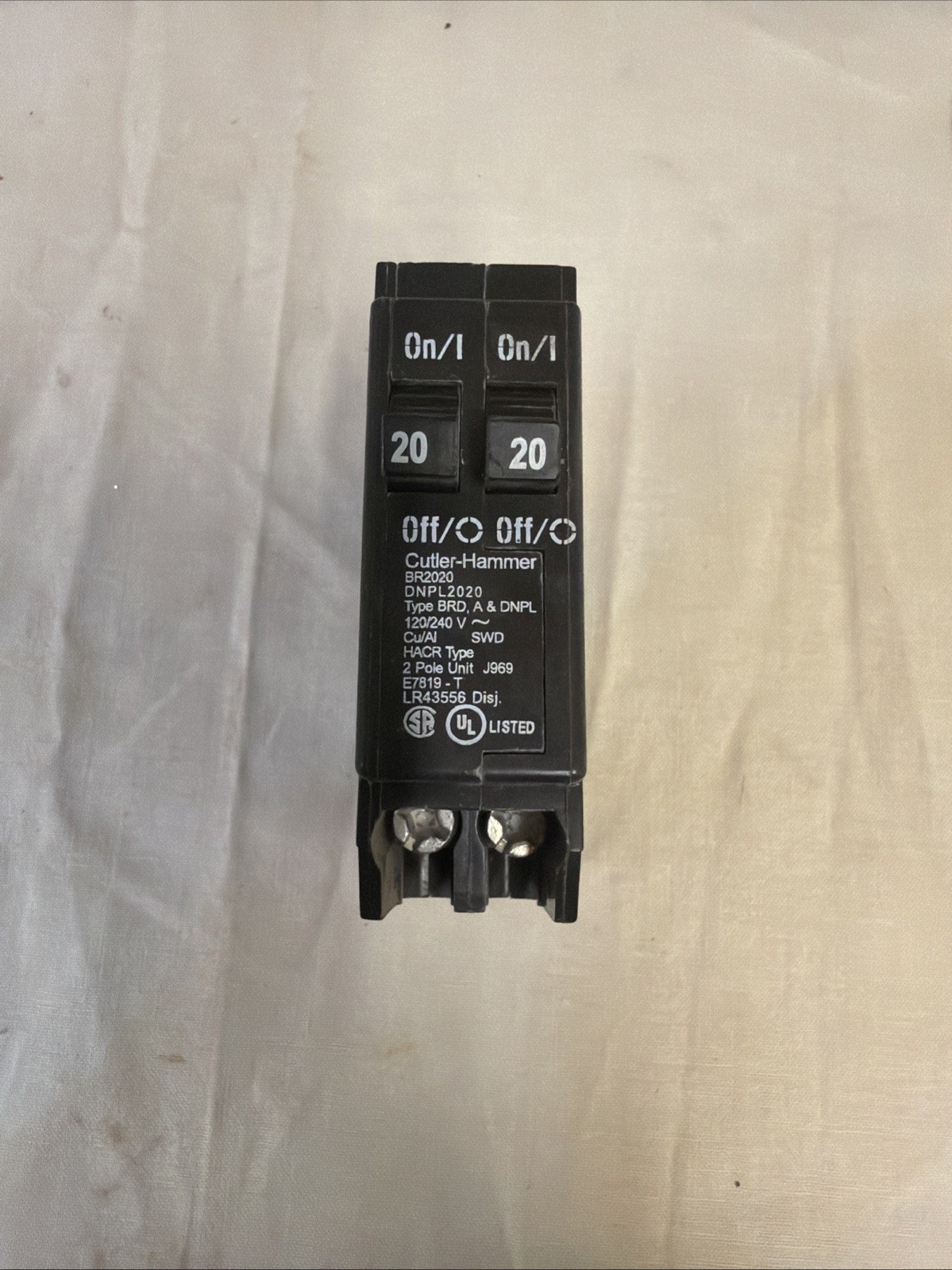 20A Eaton Cutler Hammer BR2020 Tandem 20 Amp Circuit Breaker Type BRD, A & DNPL