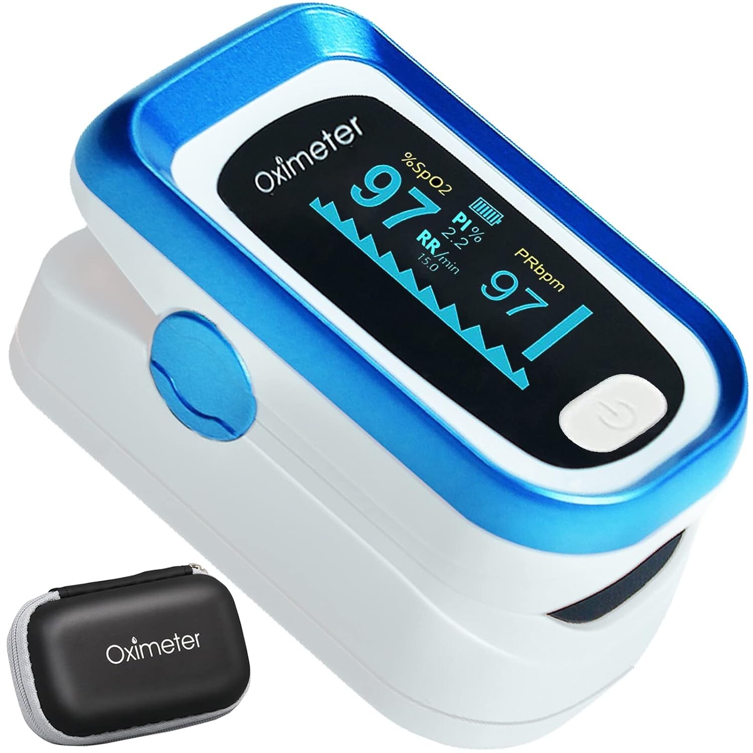 Pulse Oximeter Fingertip, 4 Data Pulse Oximeter with Respiration, Pulse Oximeter