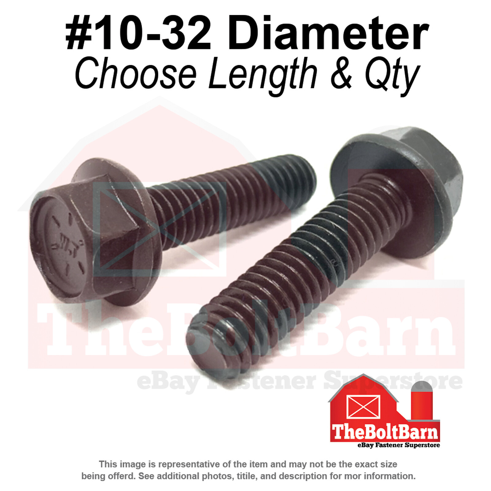 #10-32 Grade 8 Hex Flange Screws Frame Bolts Black Oxide (Pick Length & Qty)