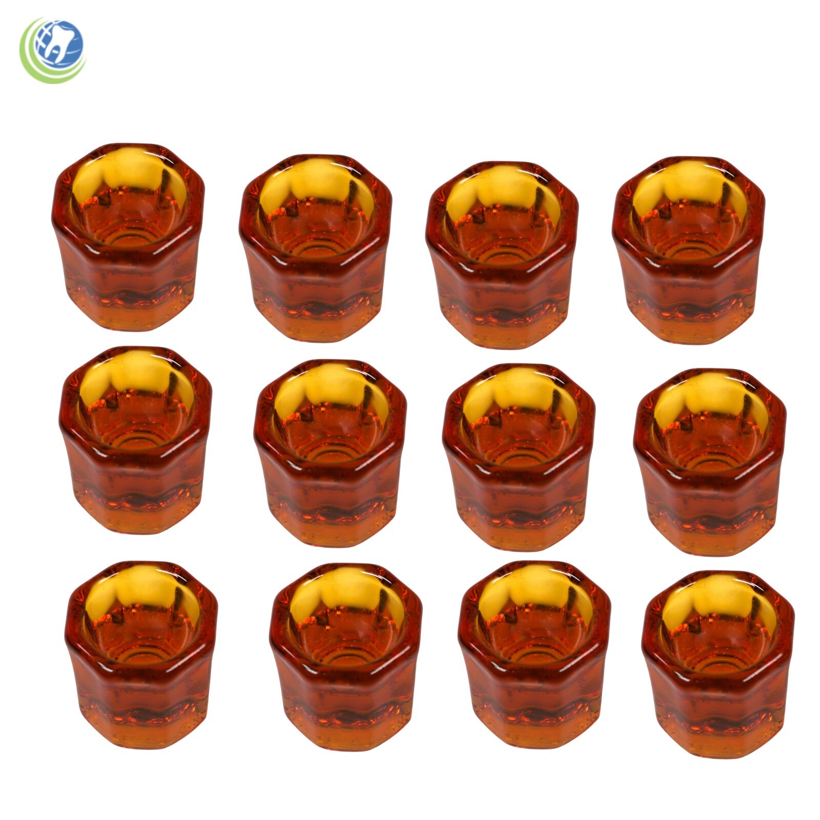 GLASS DAPPEN DISH HONEY BROWN ACRYLIC HOLDER CONTAINER DENTAL COSMETOLOGY 12/PCS