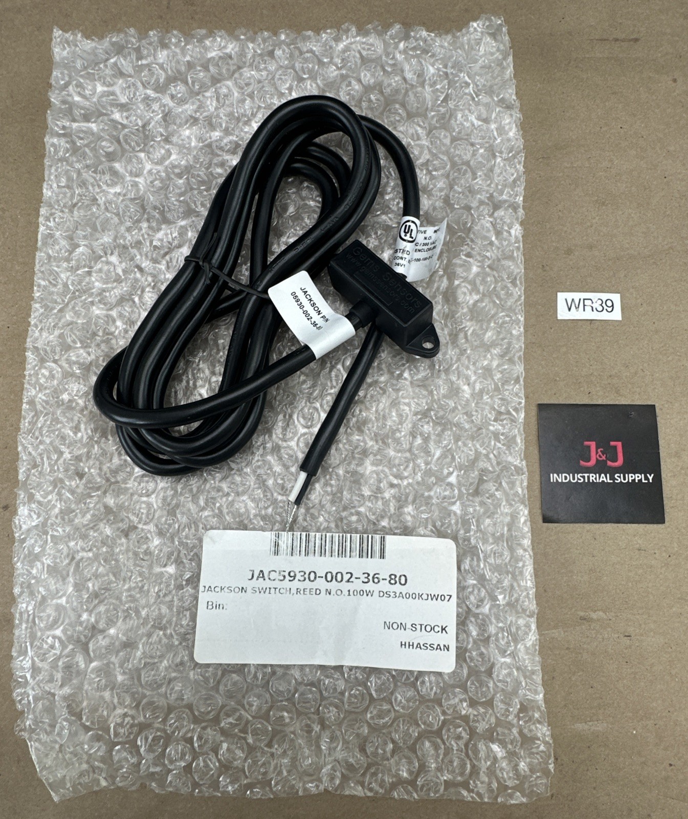 Jackson Reed Switch W/Magnet Normally Open 5930-002-36-80 N.O.100W DS3A00KJW07