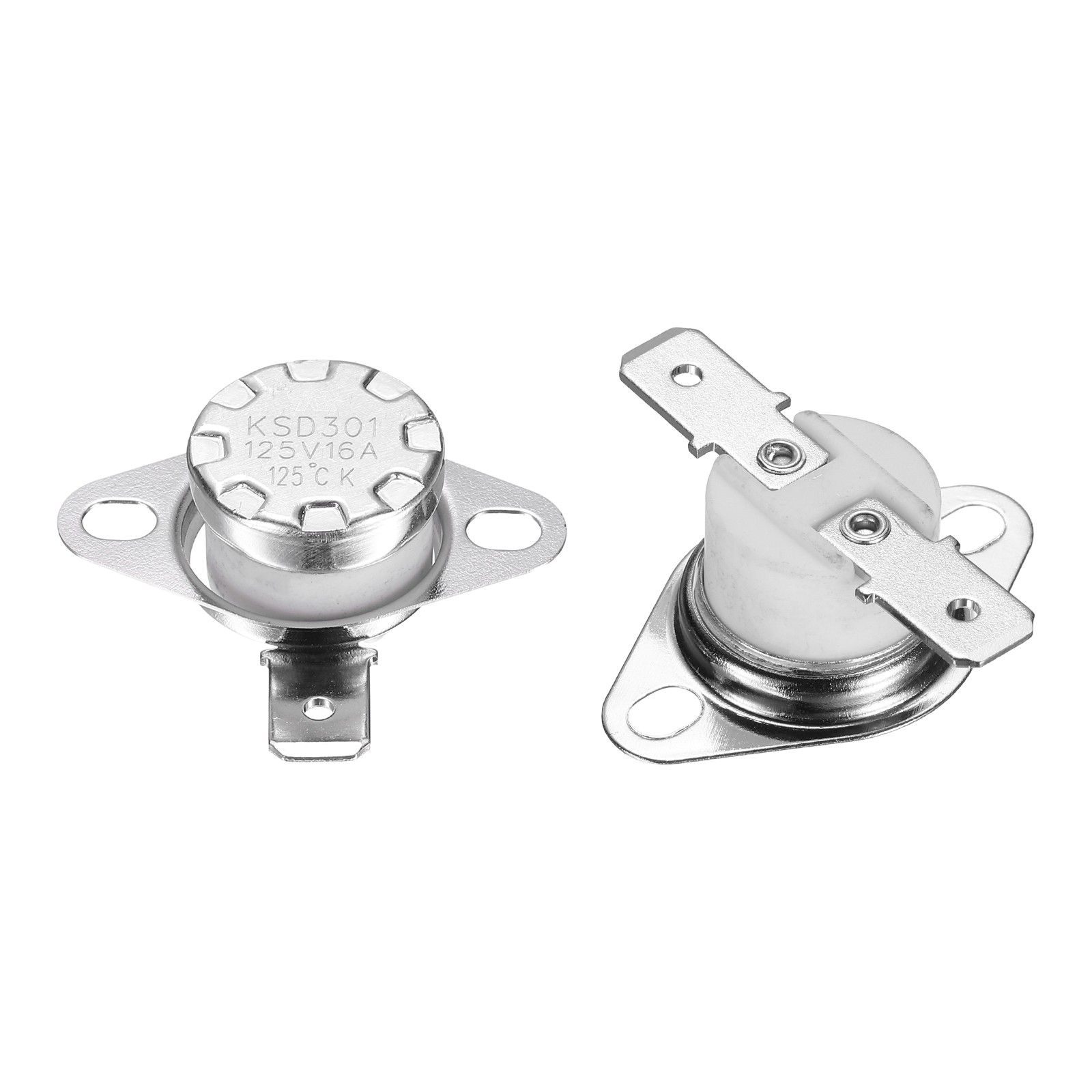 2Pcs KSD301 Thermostat 125°C/257°F 16A Normally Open N.O Switch, Ceramic