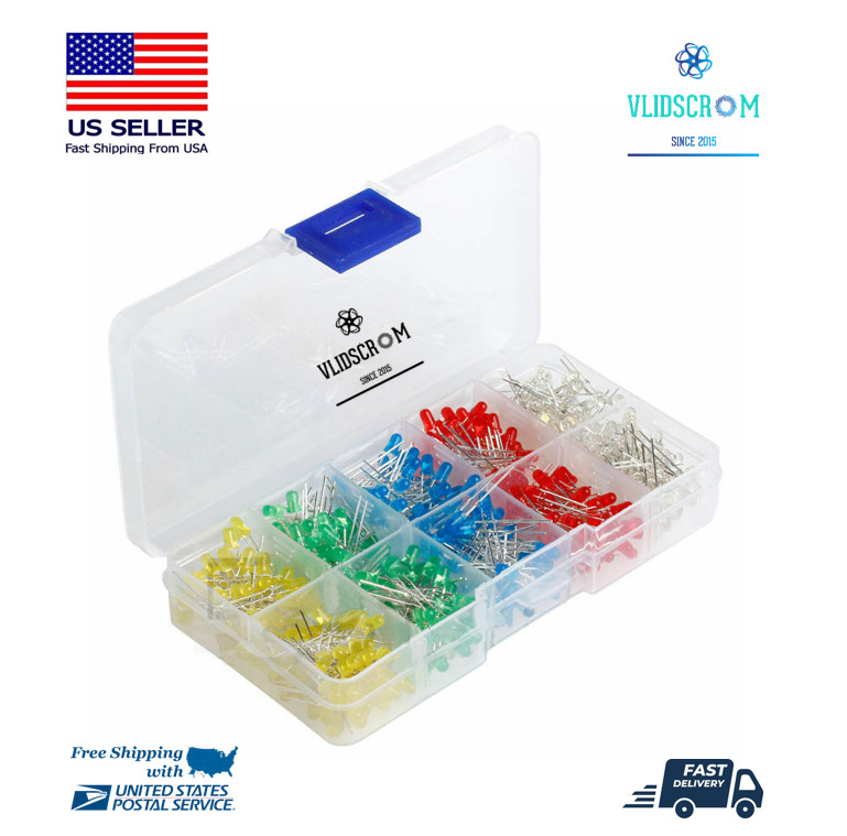 100 500 Pcs LED Light 5 Color Mixed DIY Assortment Diodes Kit Light-Emitting Box