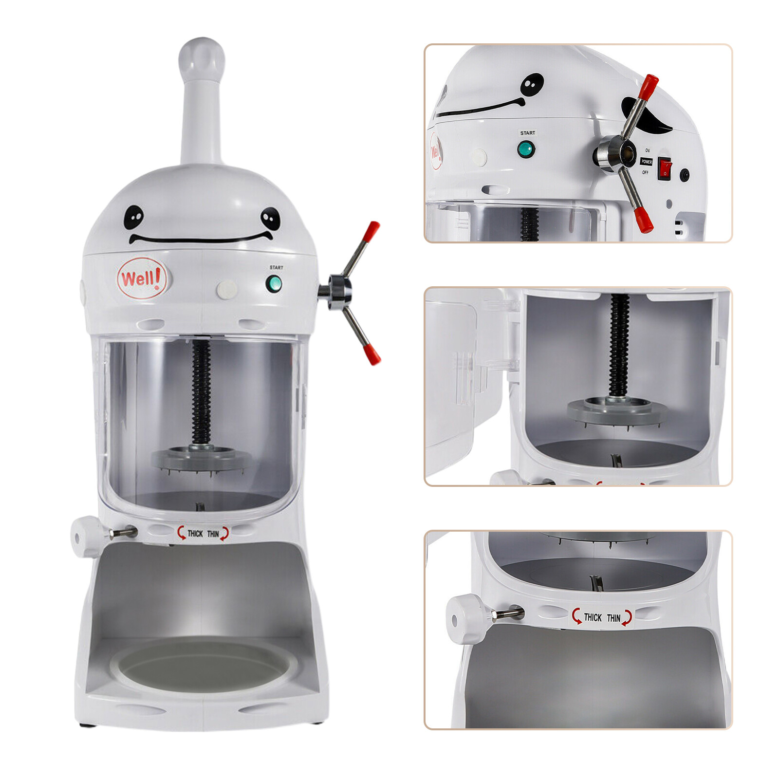 Ice Cub Shaved Ice Machine Commercial Ice Shaver Snow Cone Maker Premium 350W