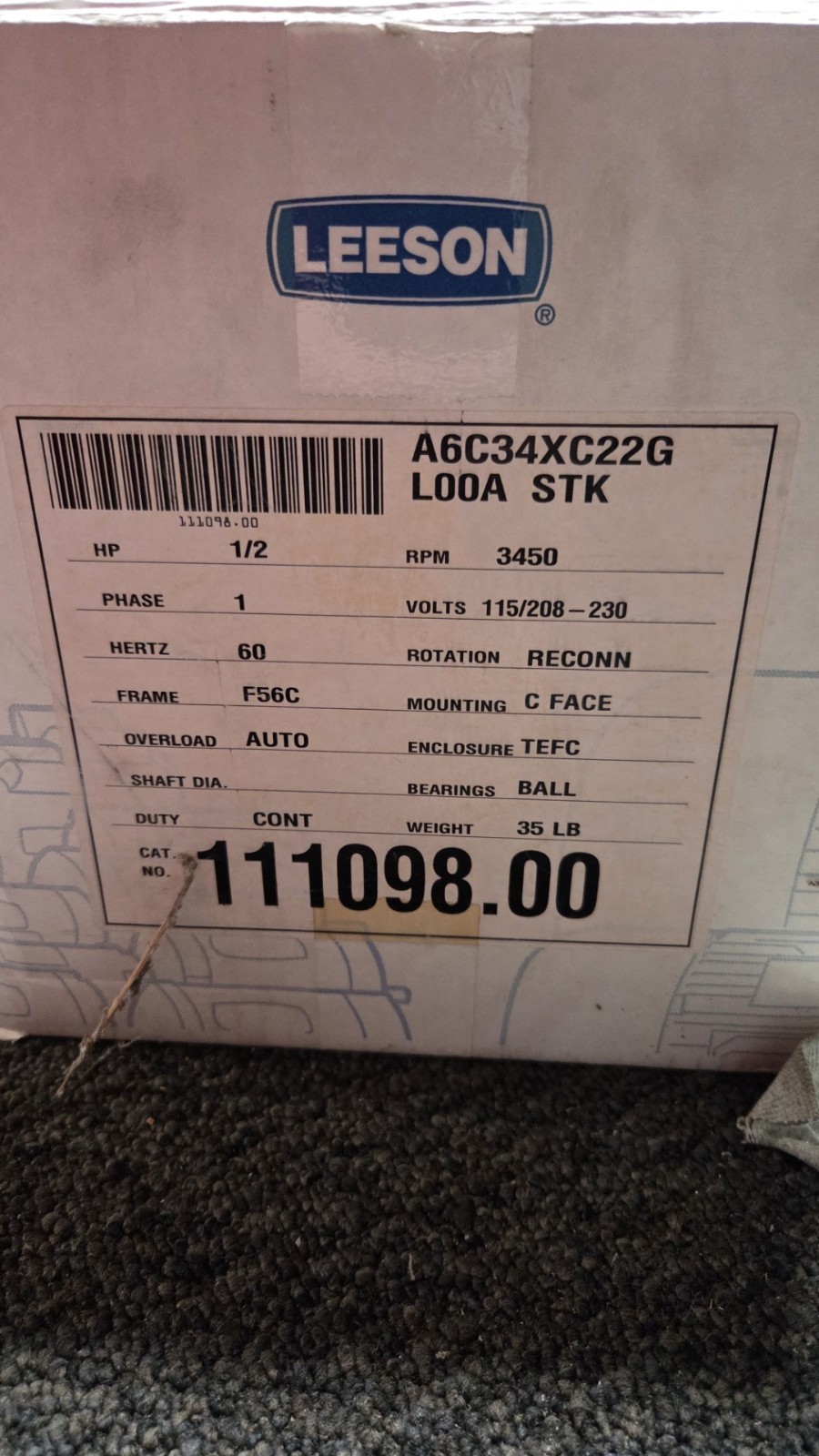 Leeson 111098.00 Explosion Proof motor 1/2 HP