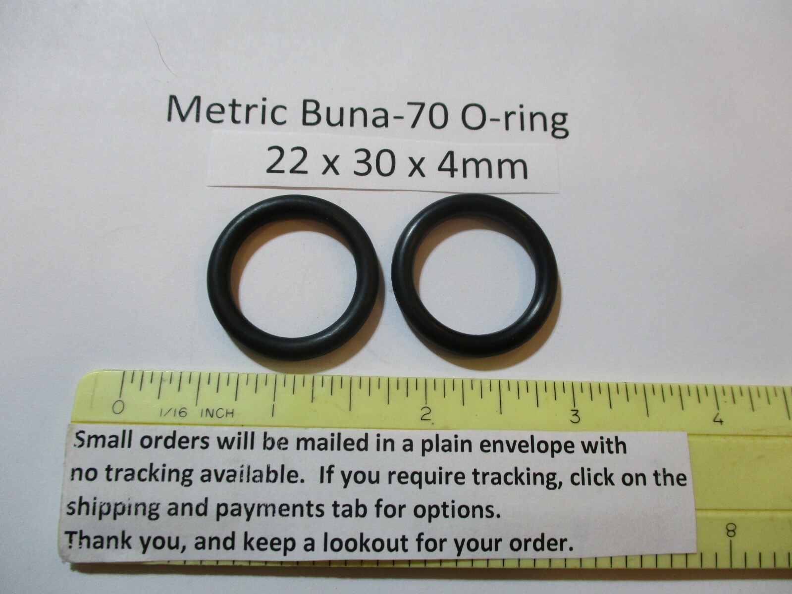 22mm ID x 30mm OD x 4mm thick O-ring. Buna-70. Quan 2.