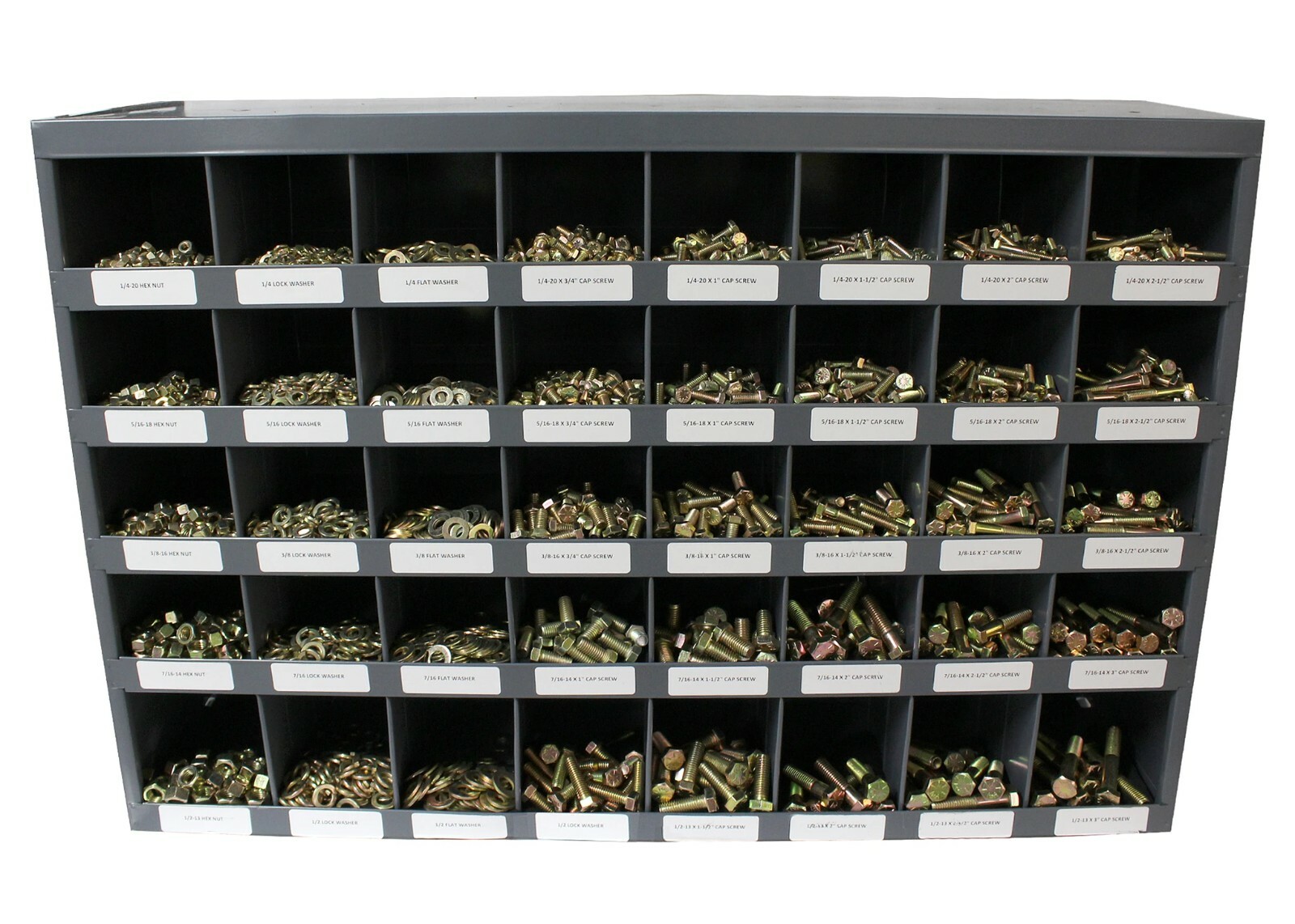 3,765 piece Grade 8 Coarse Thread Nut Bolt & Washer Assortment with Metal Bin