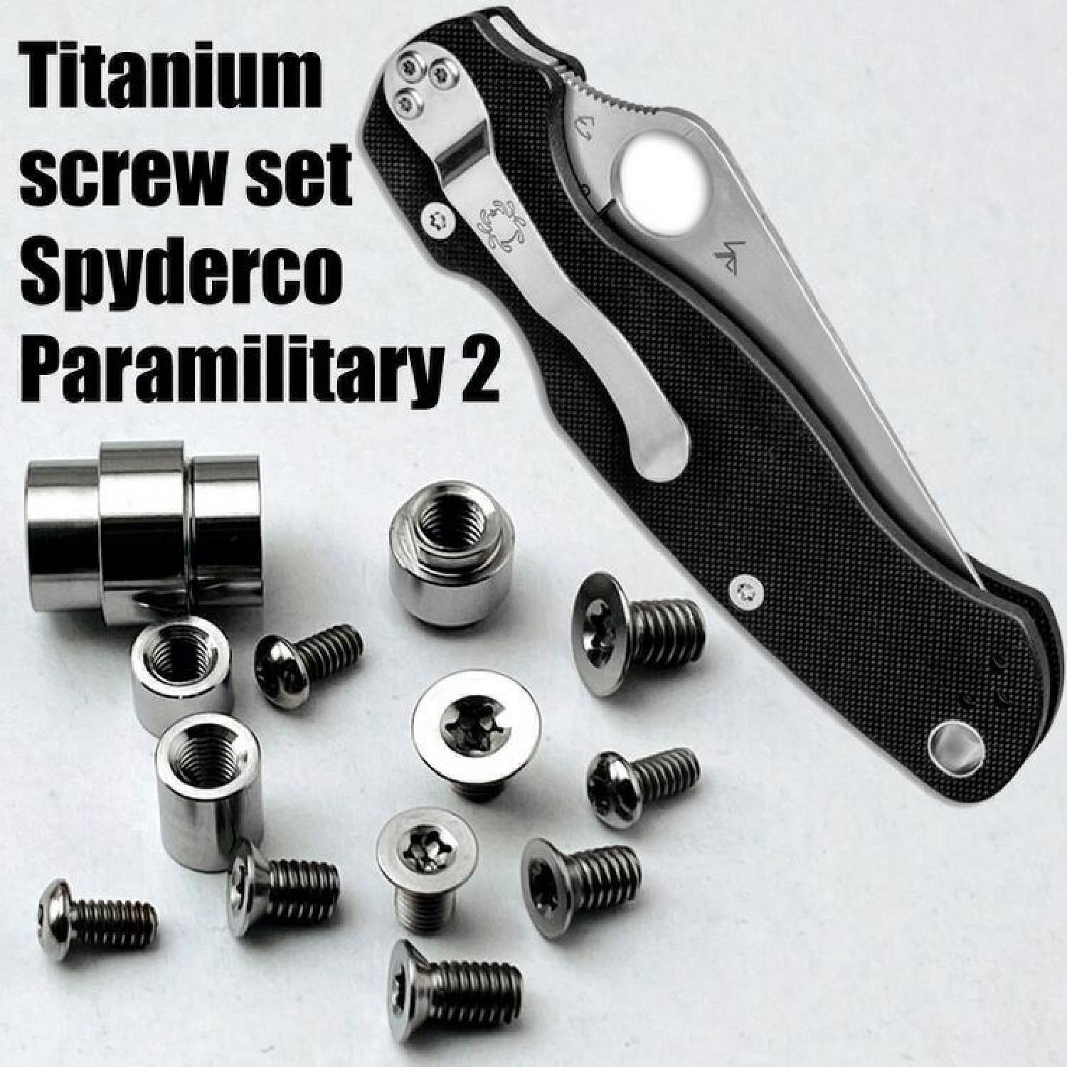 Titanium Alloy Tube Clip Whole Screws Set Kit for Spyderco C81 Paramilitary
