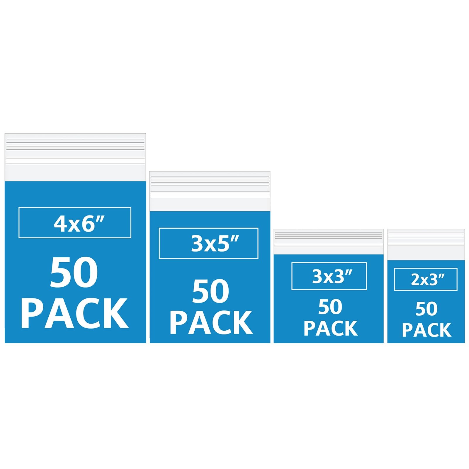 200 Pack Small Plastic Bags For Jewelry, Mini Baggies 4 Assorted Sizes.