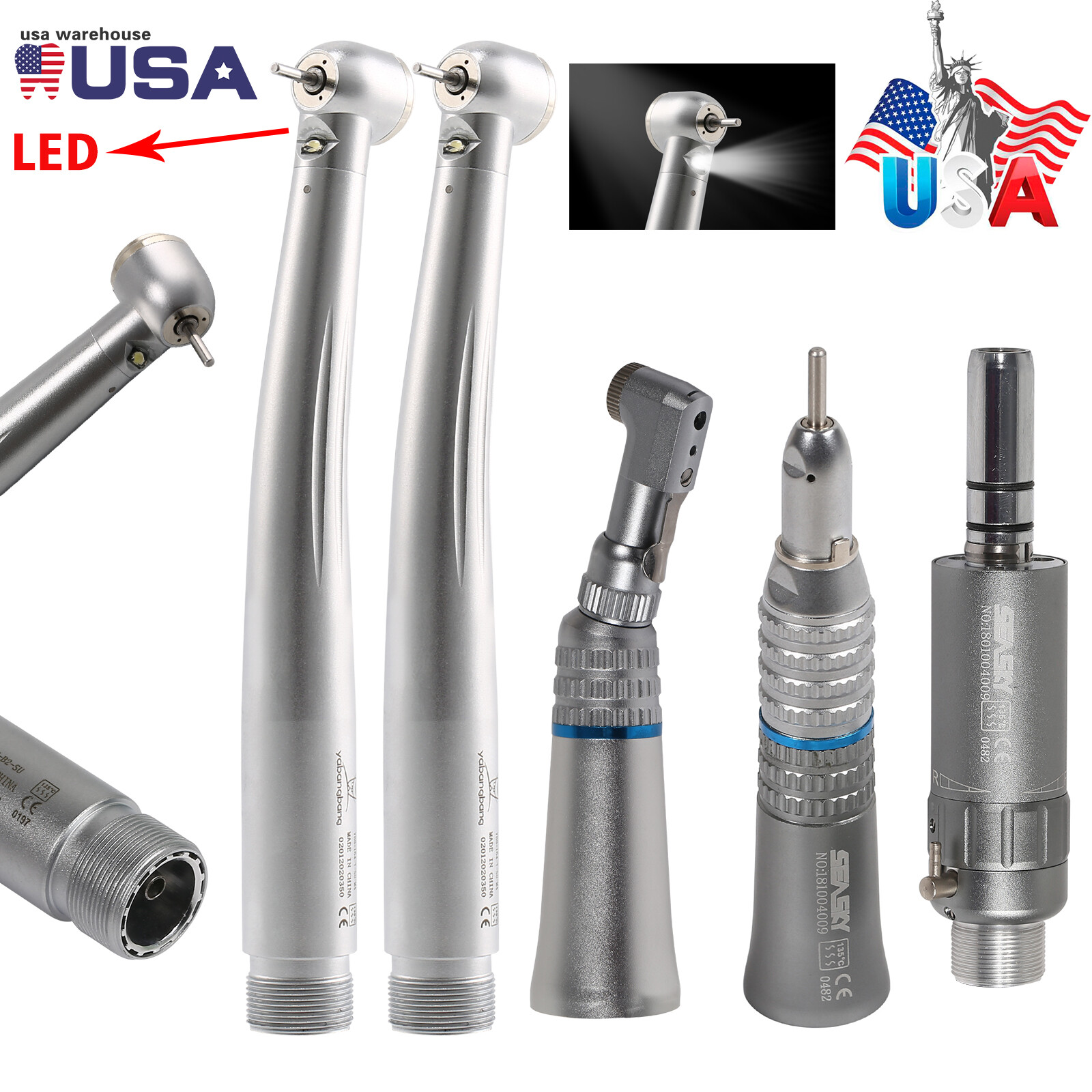 NSK Style Dental LED High with Low Speed Handpiece 2 Holes Turbine kit