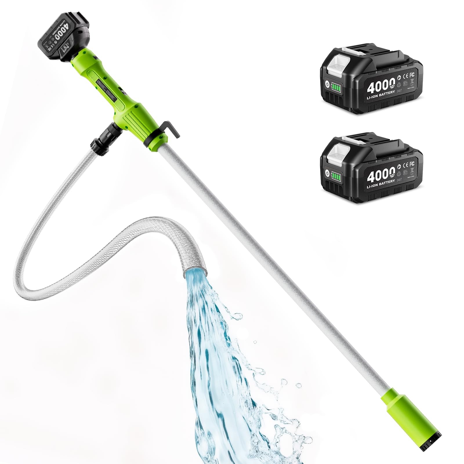 Taskstar Cordless Stick Transfer Pump for Water/Diesel, 2.2″ Filter OD, Green