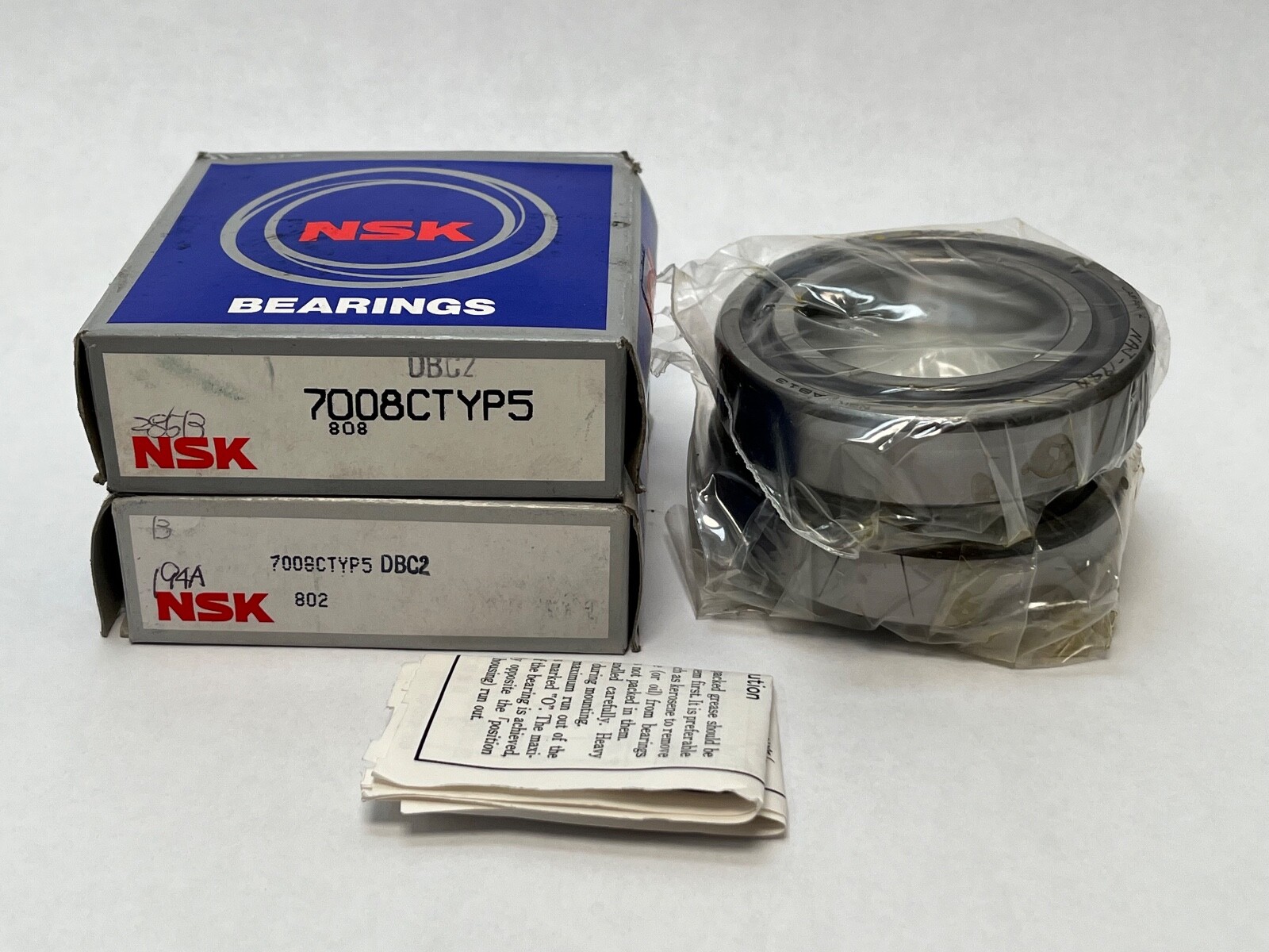 NSK 7008CTYDBC2P5 Bearing 40x68x15 mm 7008C 7008-C-TY-DB-C2-P5 Japan 2 Pcs