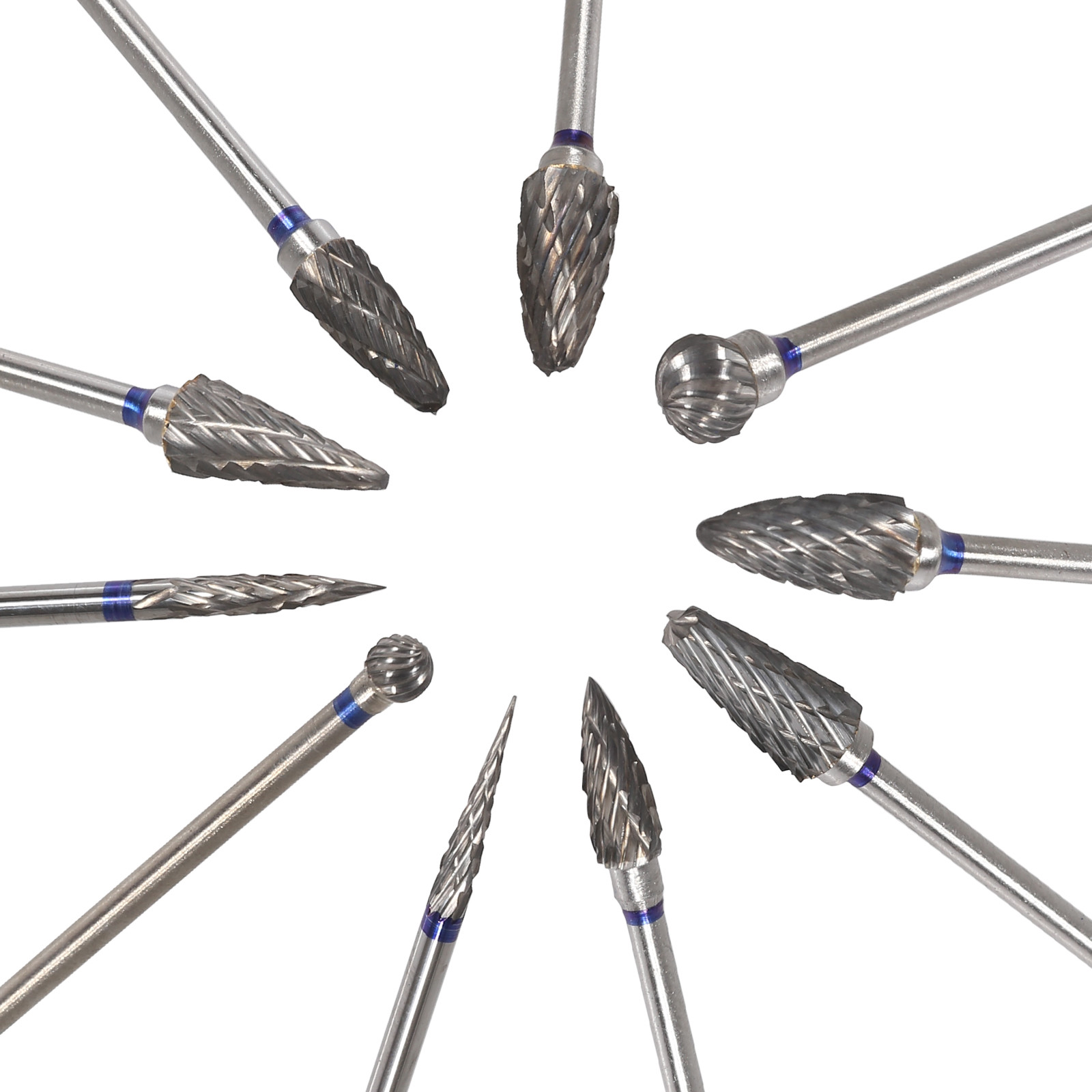 10 Pcs Dental Lab Polishing Bur Drills Tungsten Steel Carbide Burs Burrs 2.35MM