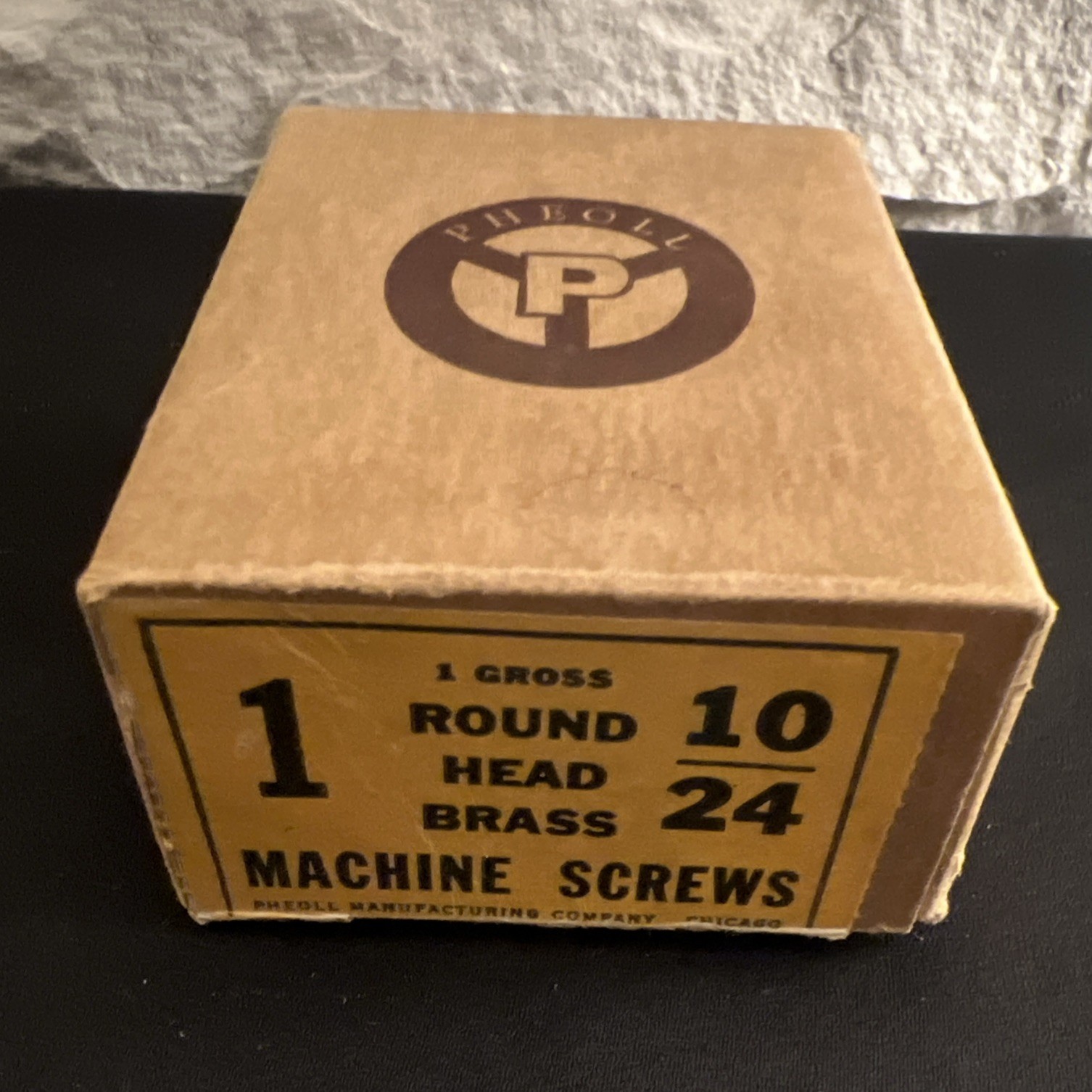 1960s Full Box 144pc Of Pheoll 10-24 x 1″ Round Head Brass Machine Screws NOS