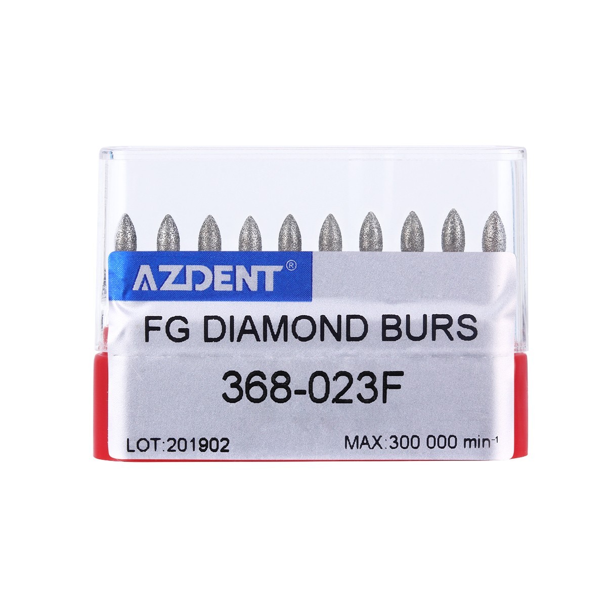 AZDENT Dental Diamond Burs 368-023F / 379-023F Football Fine Grit Red 10Pcs/Box