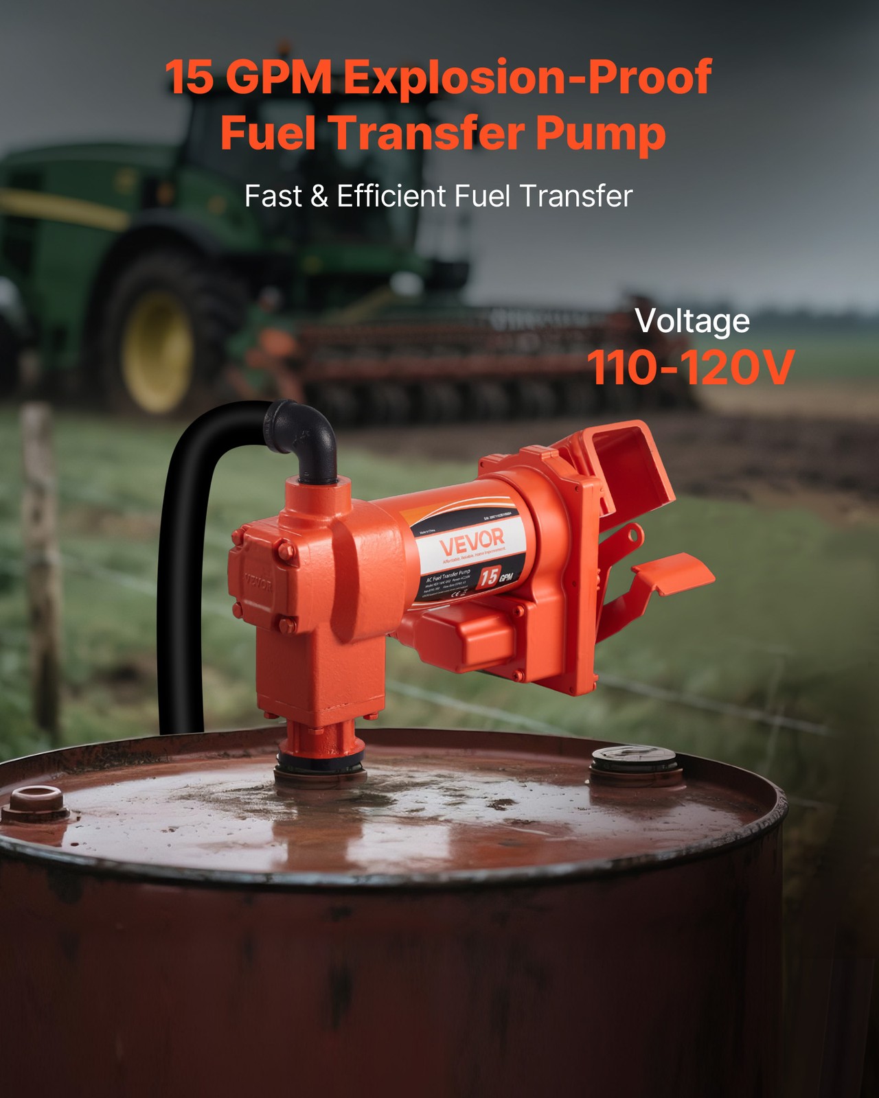 Uimoso Electric Fuel Transfer Pump 110V for Diesel, Oil, and Kerosene, 15 GPM