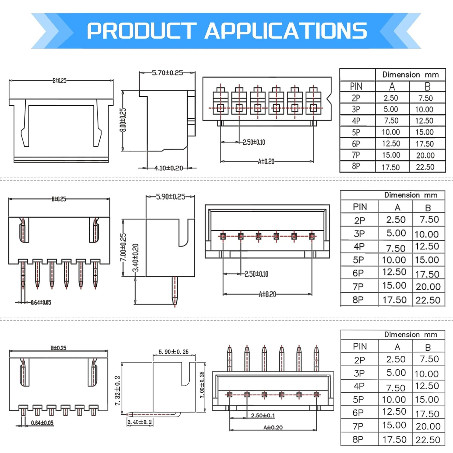 29Values 600PCS JST XH 2.54 MM Connector Kit 2.54MM 2Pin 3Pin 4Pin 5Pin 6Pin 7Pi