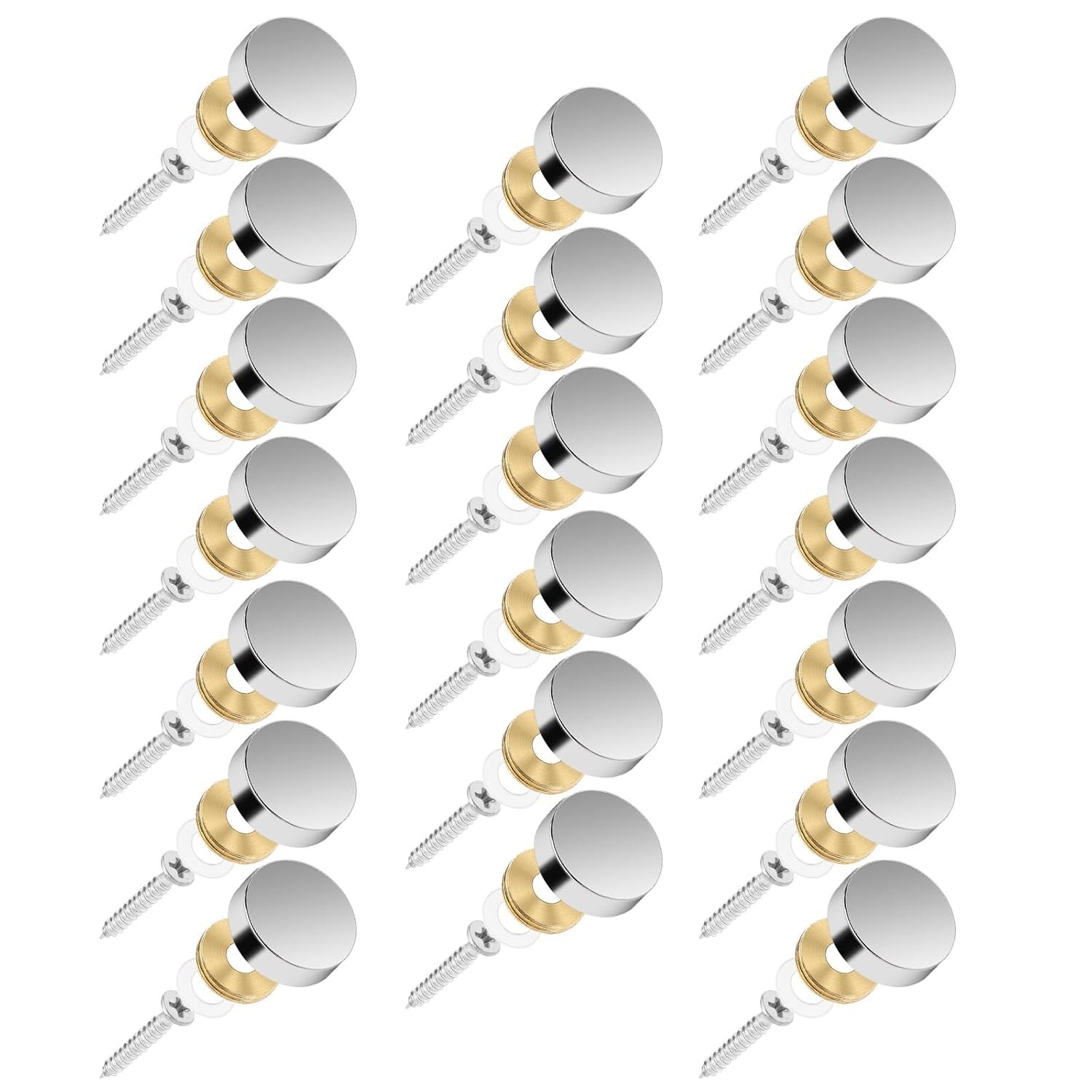 20 Pack Stainless Steel Screw Cover Caps 16mm Decorative Nail Covers Silver
