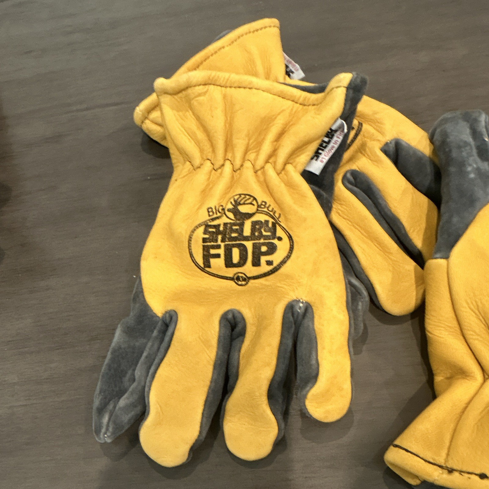 Shelby Model FDP Leather Work Gloves Yellow/Gray Pair, Size J Total 3 gloves