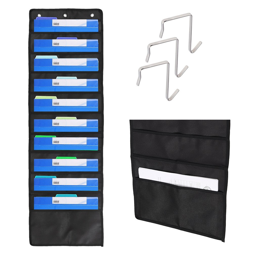 10 Pocket Hanging Files Office Letter Size Wall Mount Holder Storage Organize
