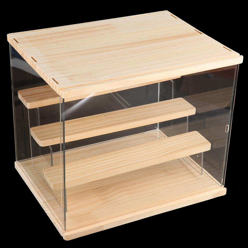 4-Tiers Large Acrylic Display Case Storage Wood Box Display Shelf 30.5 *24*26cm