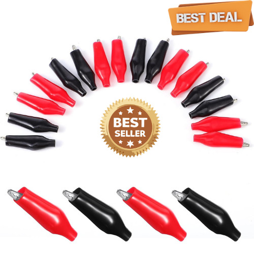 20 PCS Insulated Alligator Clips, Red and Black Alligator Clips Electrical Batte