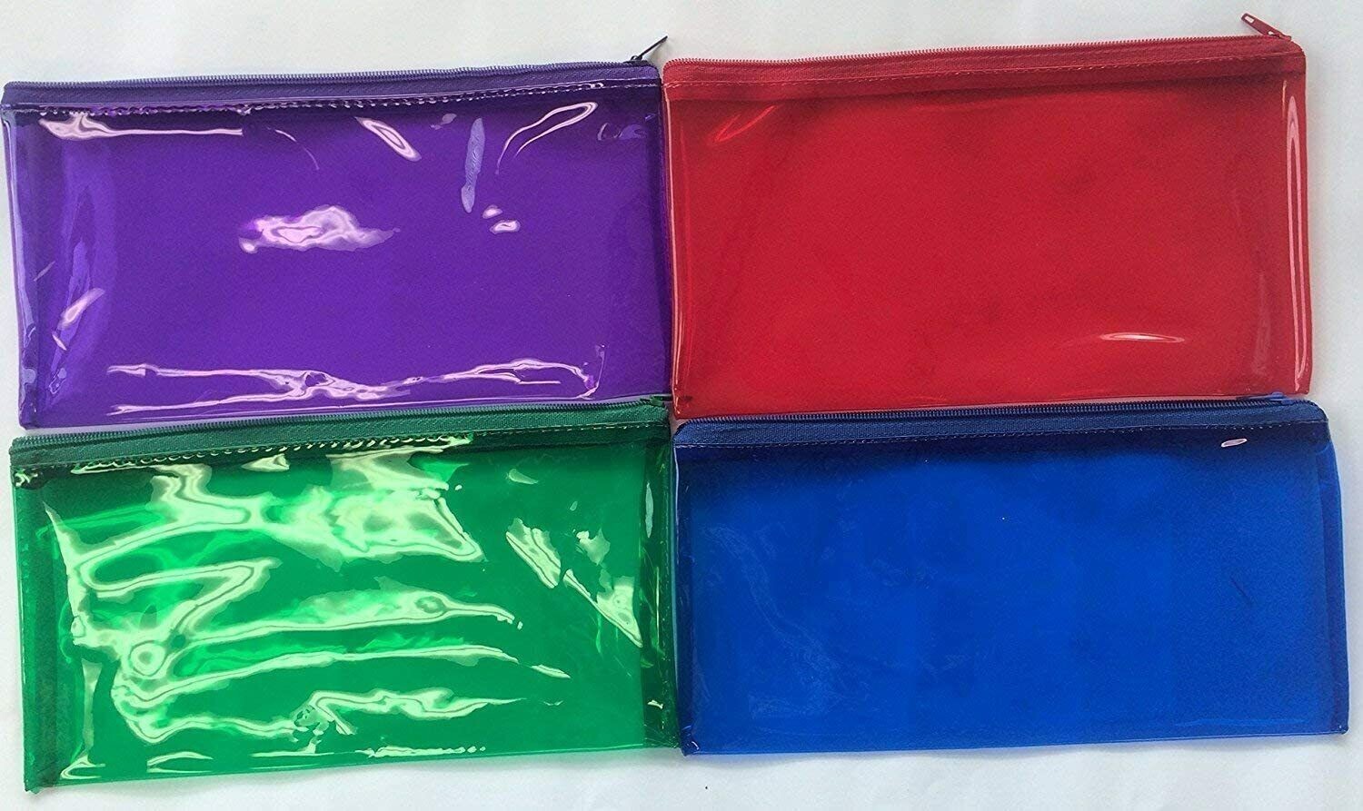 4 PCS 4-Color Pencil Pen Case Zipper Pouch Cosmetic Bag Waterproof, 1413