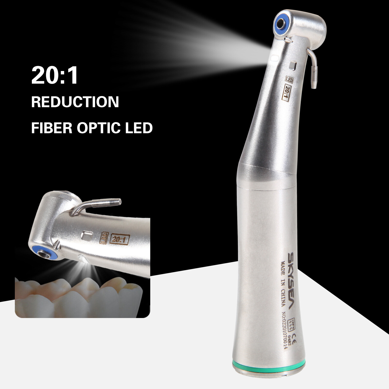 Dental Implant 20:1 Detachable Fiber Optic LED Contra angle handpiece Fit E-type