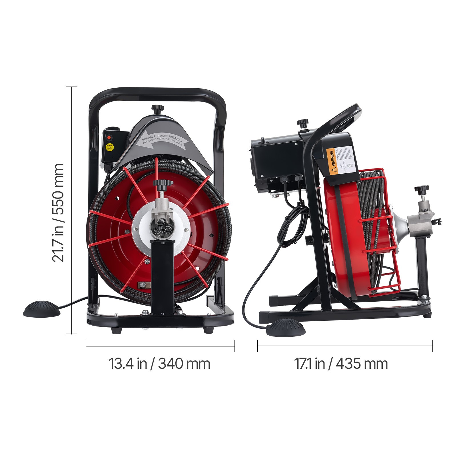 Uimoso Electric Drain Auger Machine with 50FT x 5/16 Inch Cable and Auto Feed