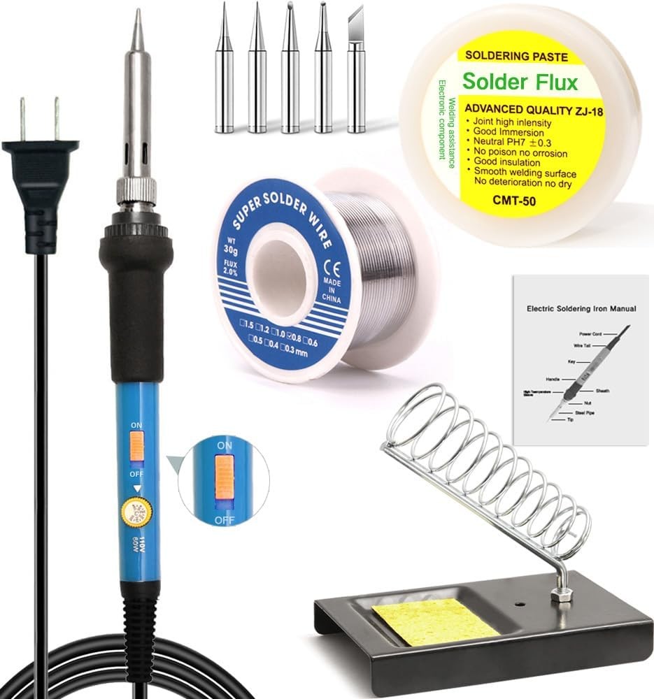 LDK 60W Soldering Iron Kit Adjustable Temp with ON OFF Switch 110V