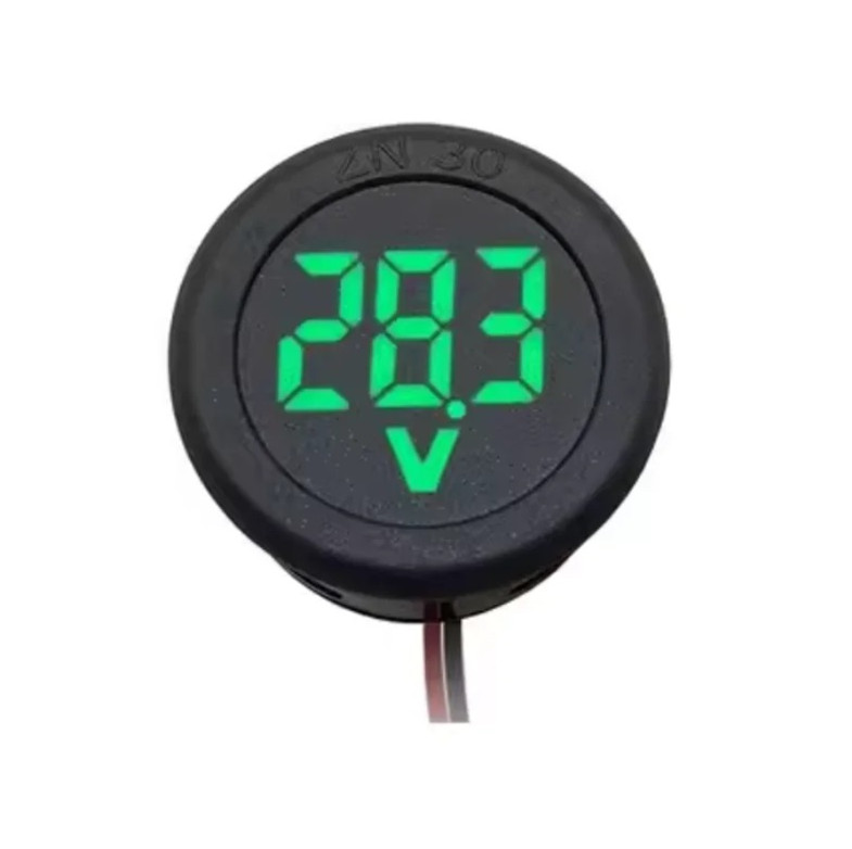 1pc DC 4–100V LED Digital Car Voltmeter – Round Two-Wire Panel Voltage Monitor