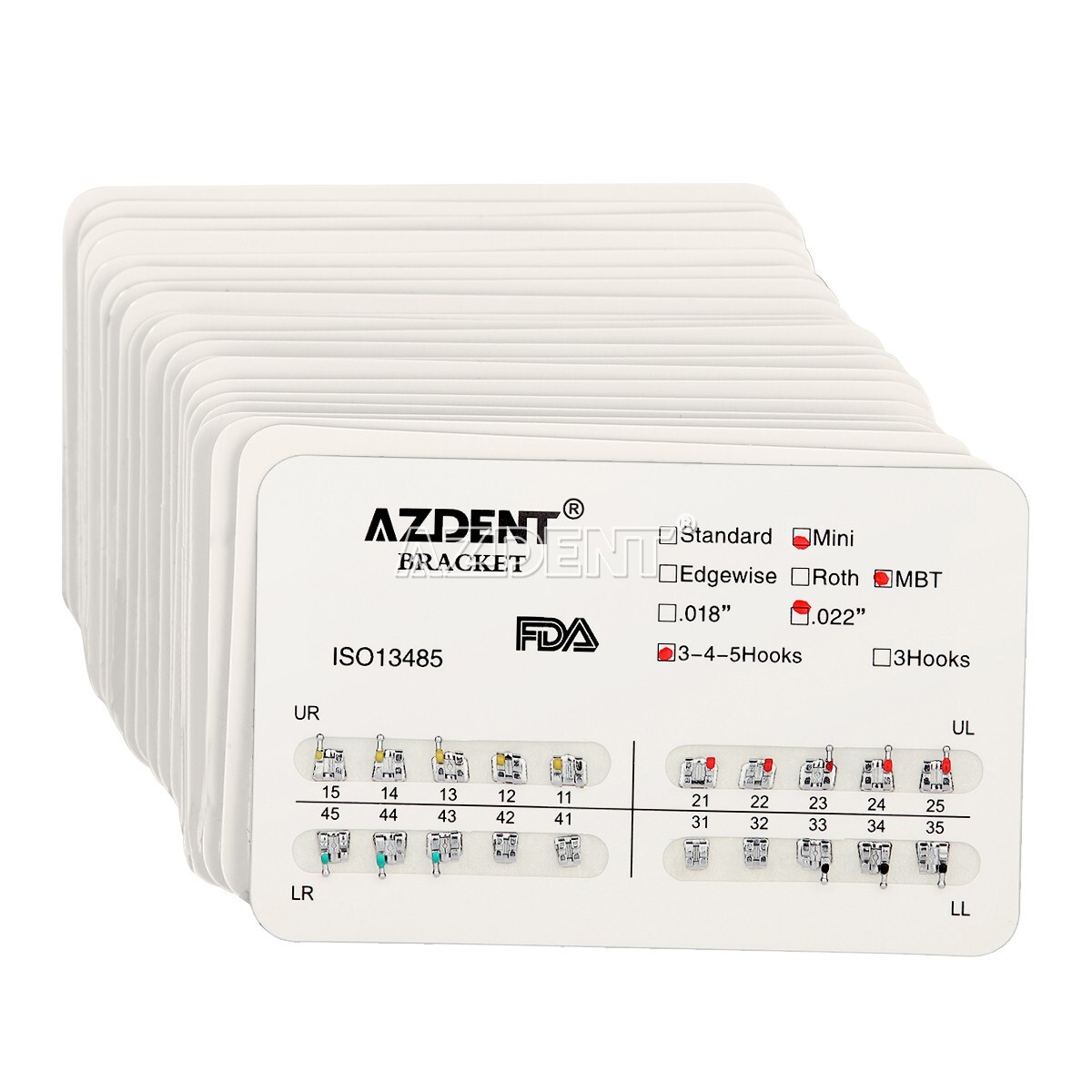 10 Sets AZDENT Dental Orthodontic Brackets Braces Mini MBT.022 Hooks 345