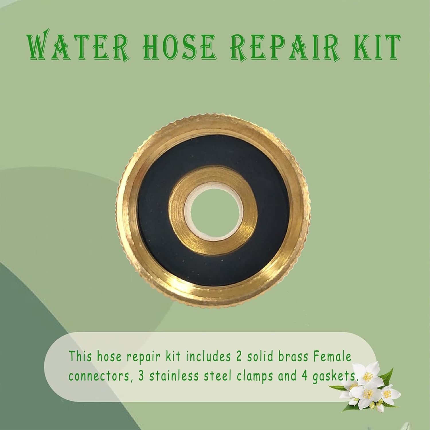 3/8″ Barb X 3/4″ Female GHT Thread Solid Brass Water Hose End Repair Connector,