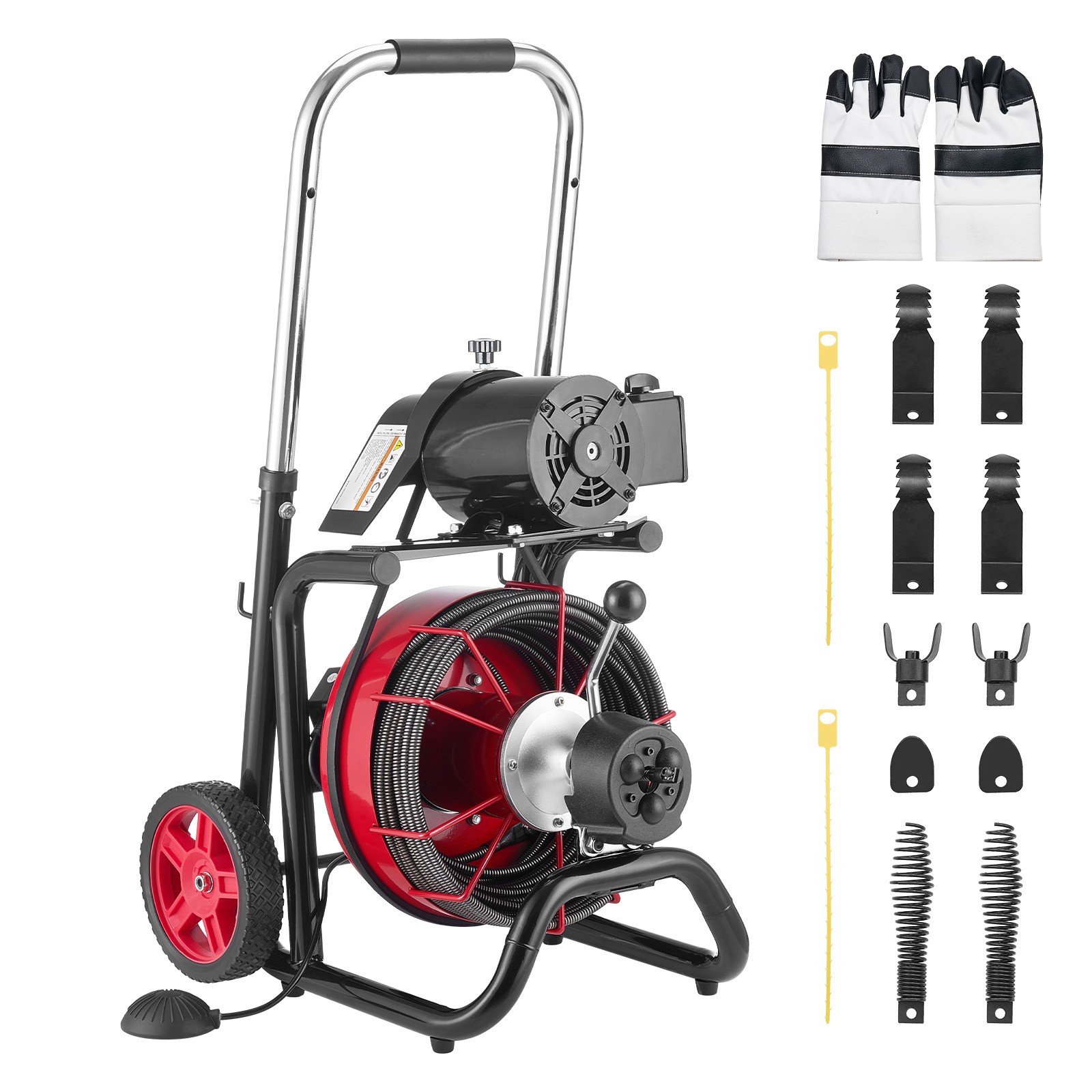 VEVOR Drain Cleaner Machine Electric Drain Auger 100FT x 1/2 Inch Auto Feed