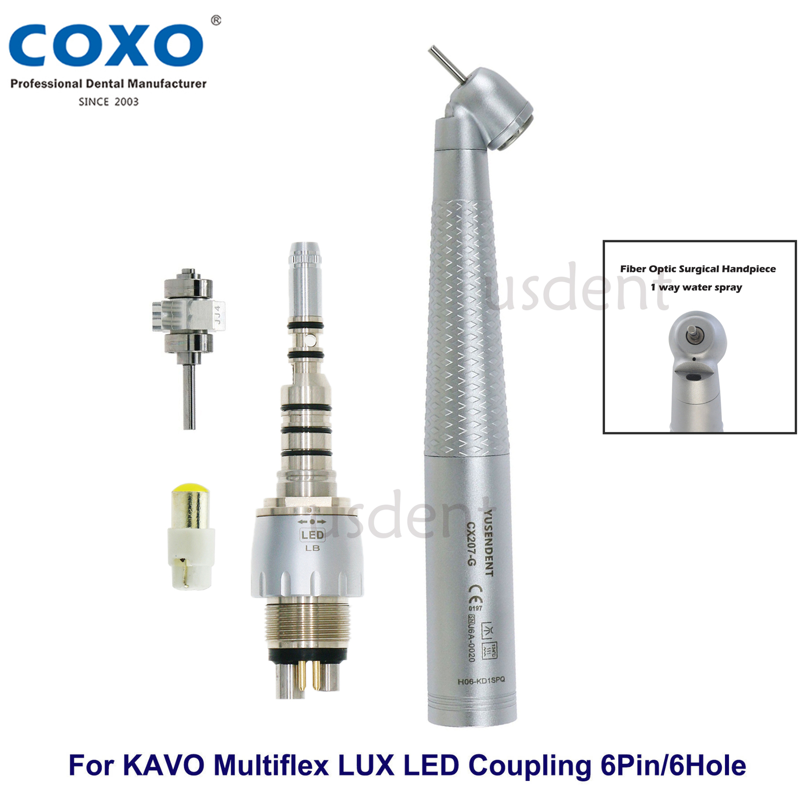 COXO Dental 45° LED High Speed Fiber Optic Handpiece Turbine MULTiflex Coupling