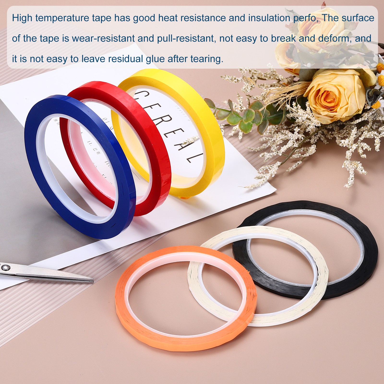 1 Rolls Dark Yellow 0.5 Inch x 36 Yards PET Film Whiteboard Tape 12mm x 33m