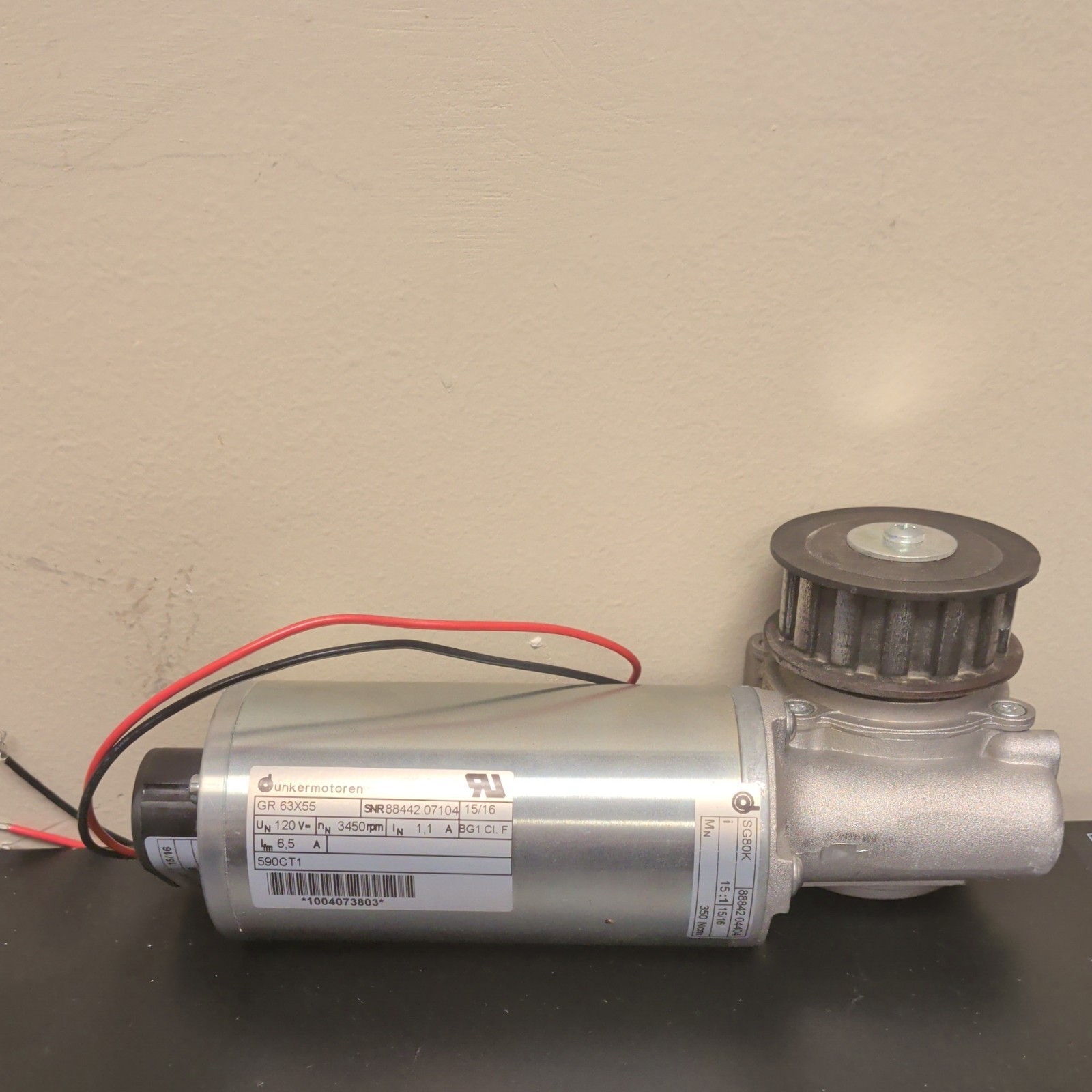 Dunkermotoren GR 63×55 SNR8844207104 120V DC Right Angle Gearmotor 3450 RPM 11A