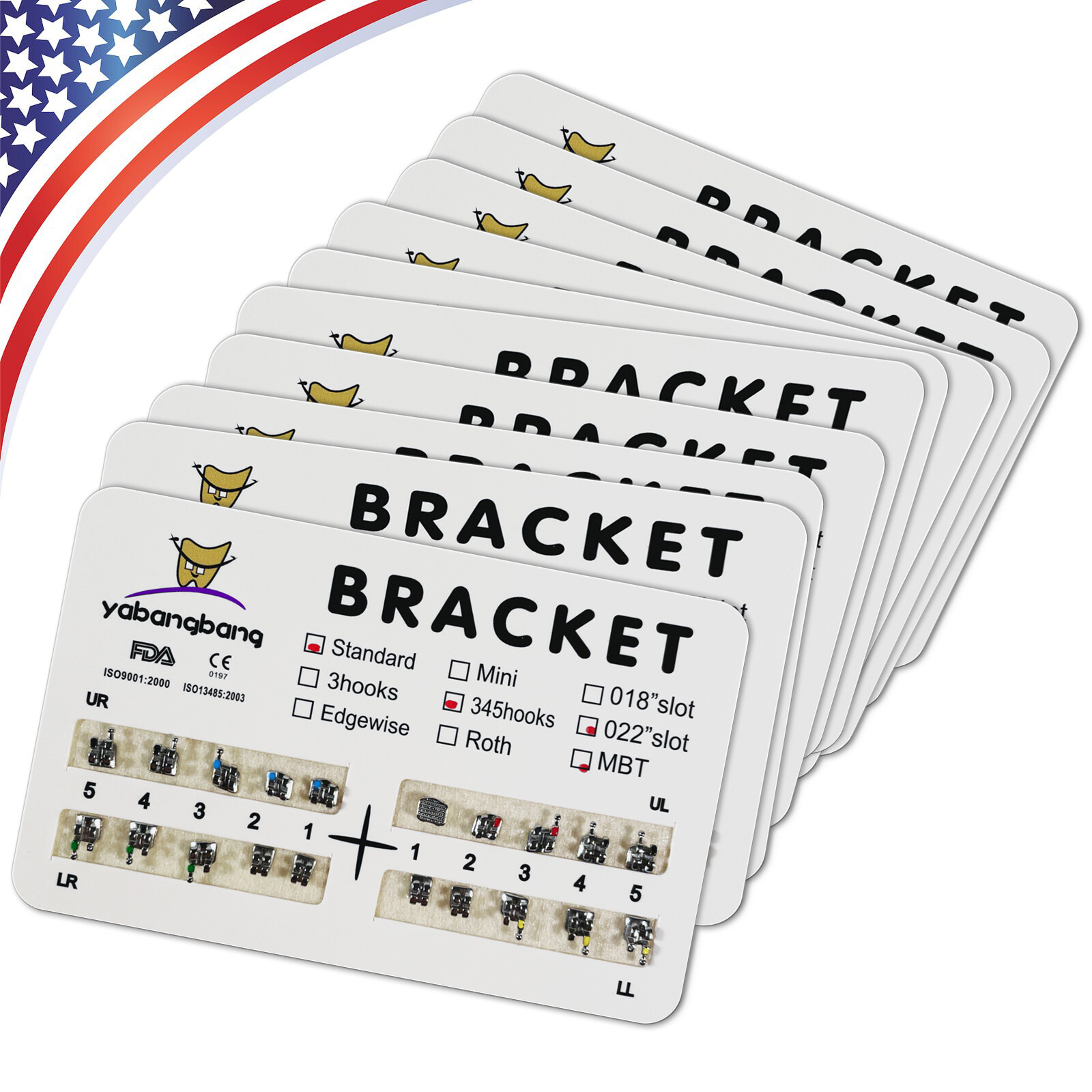 10x SANDENT Dental Orthodontics Brackets Brace Standard MBT 0.022″ Hooks 3-4-5