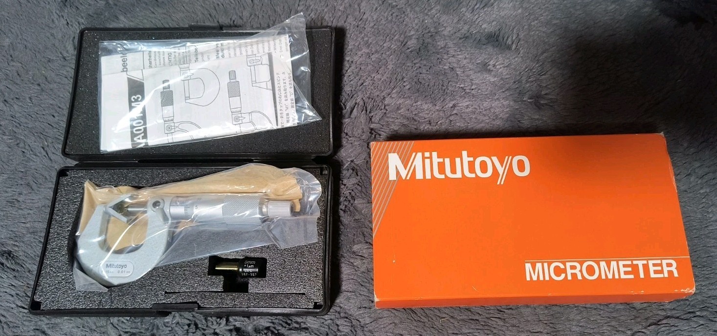 Mitutoyo Micrometer 114-161, 3 Flute, V-Anvil, 1-15mm, 0.01mm Grad., +/-0.004mm