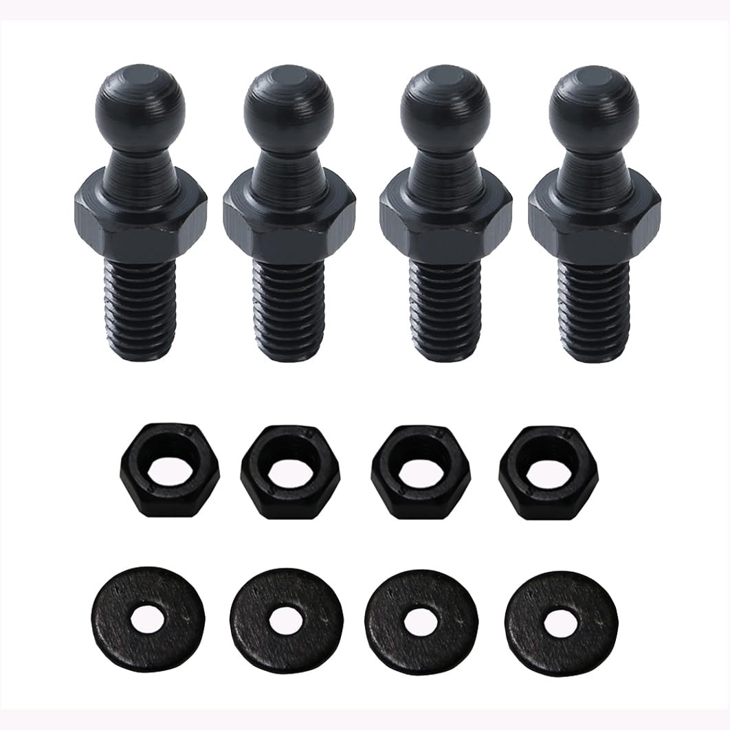 TOOMYAUTO 10mm Ball Studs, M8 Screws 8MM Female Thread x One Size, Black