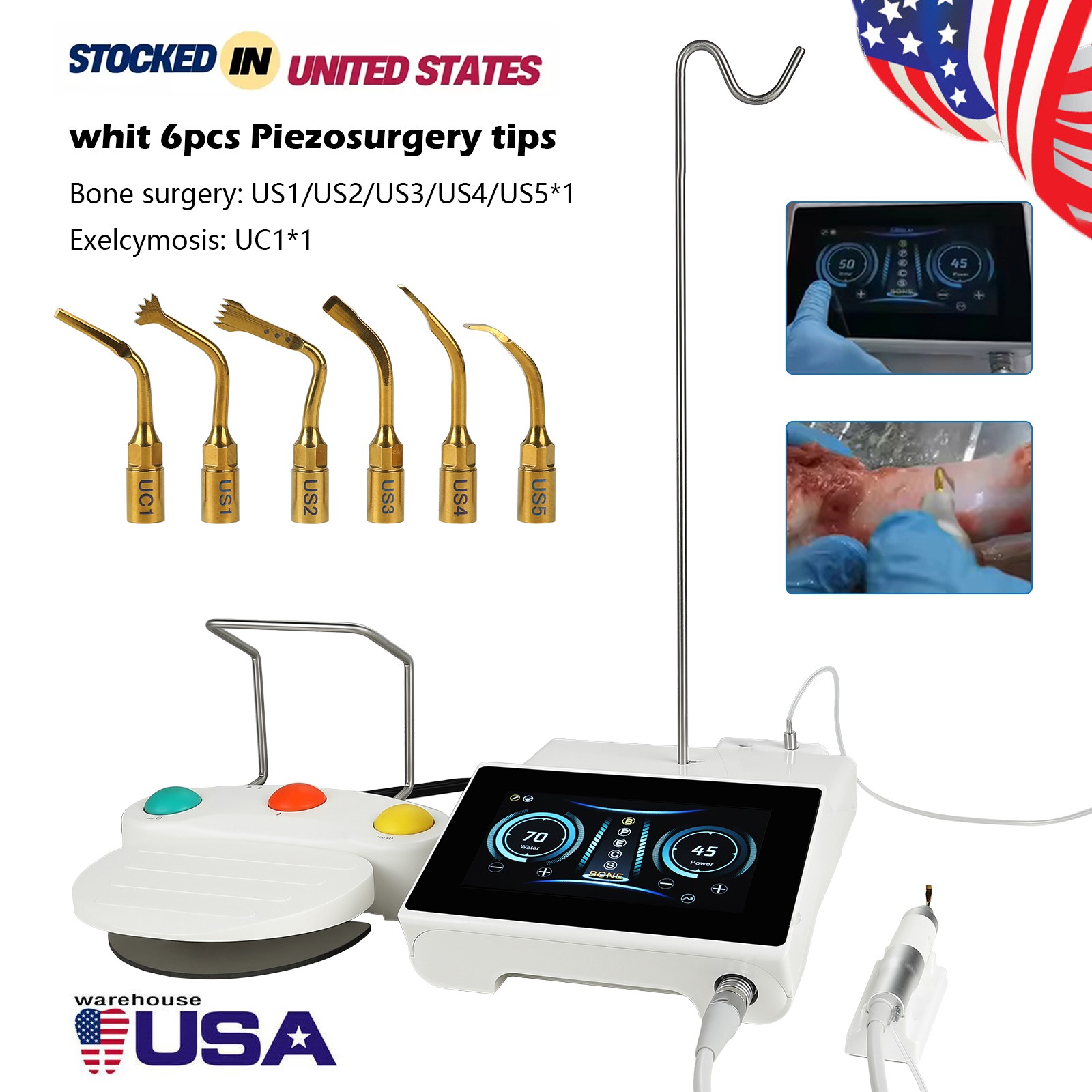 Woodpecker Style Ultra Surgery Piezo Bone Unit-Surgic Touch+LED Handpiece 6 Tips