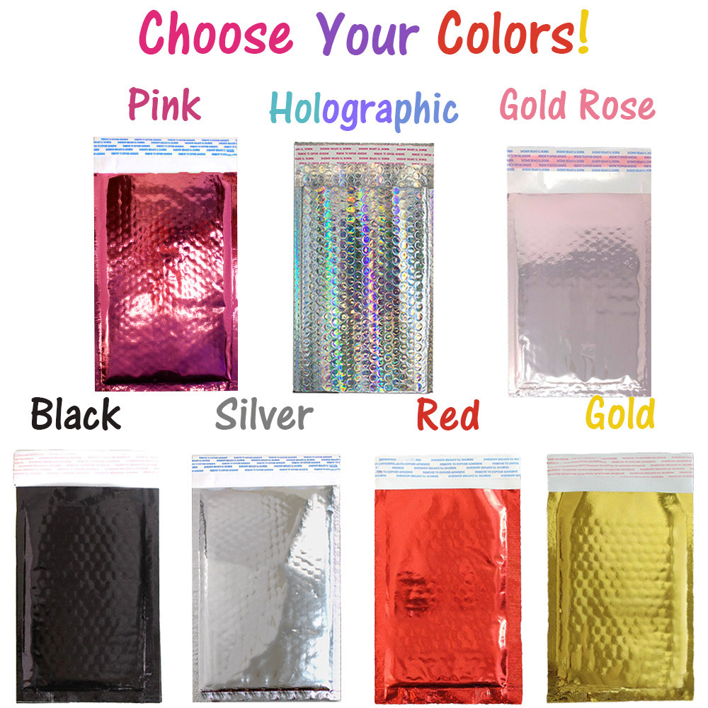 5×9″ CHOOSE! Pink, Holographic,Rose Bubble Mailers, Padded Shipping Envelopes!