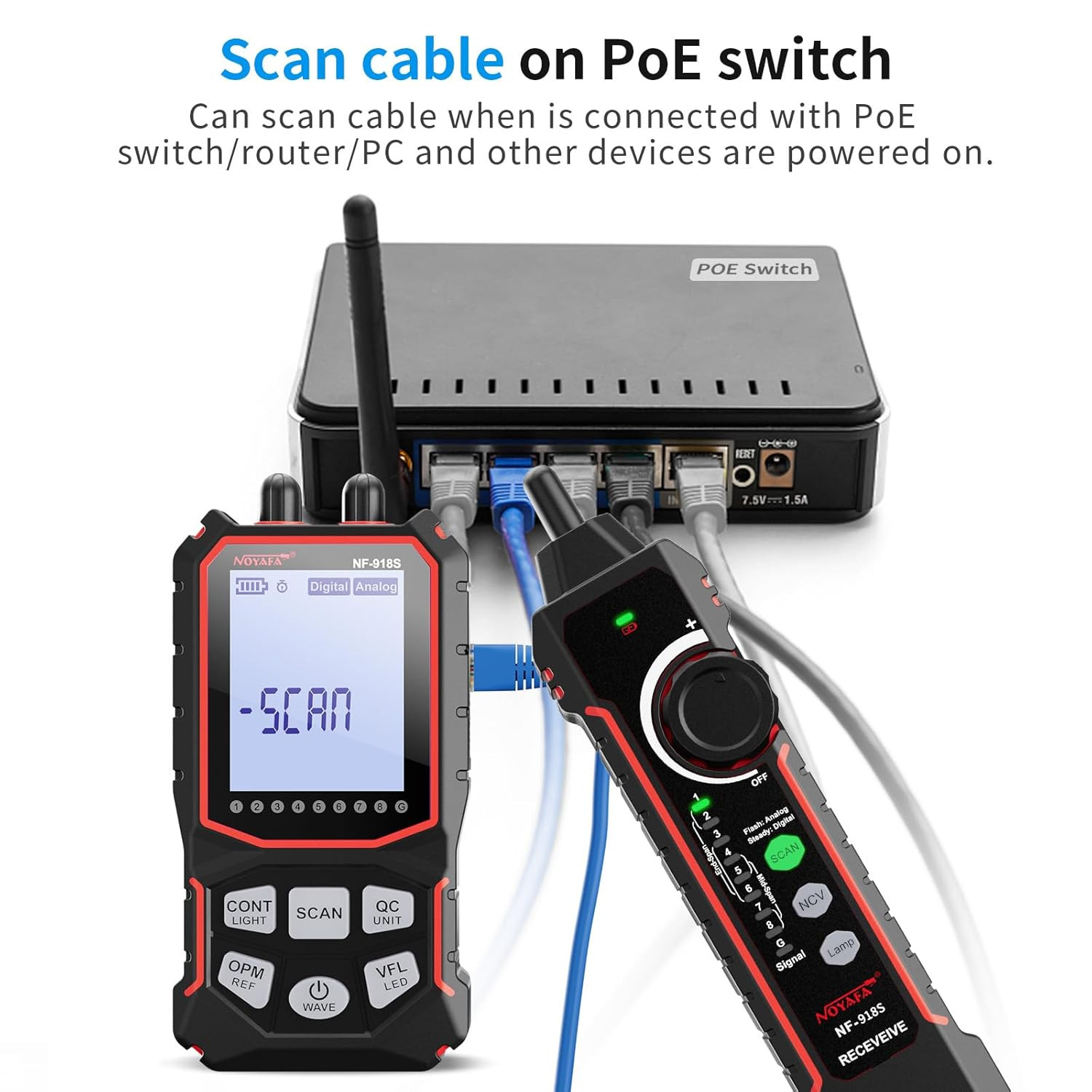 NF-918S Network Cable Tester with 6 Wavelength Optical Power Meter, Cable Toner