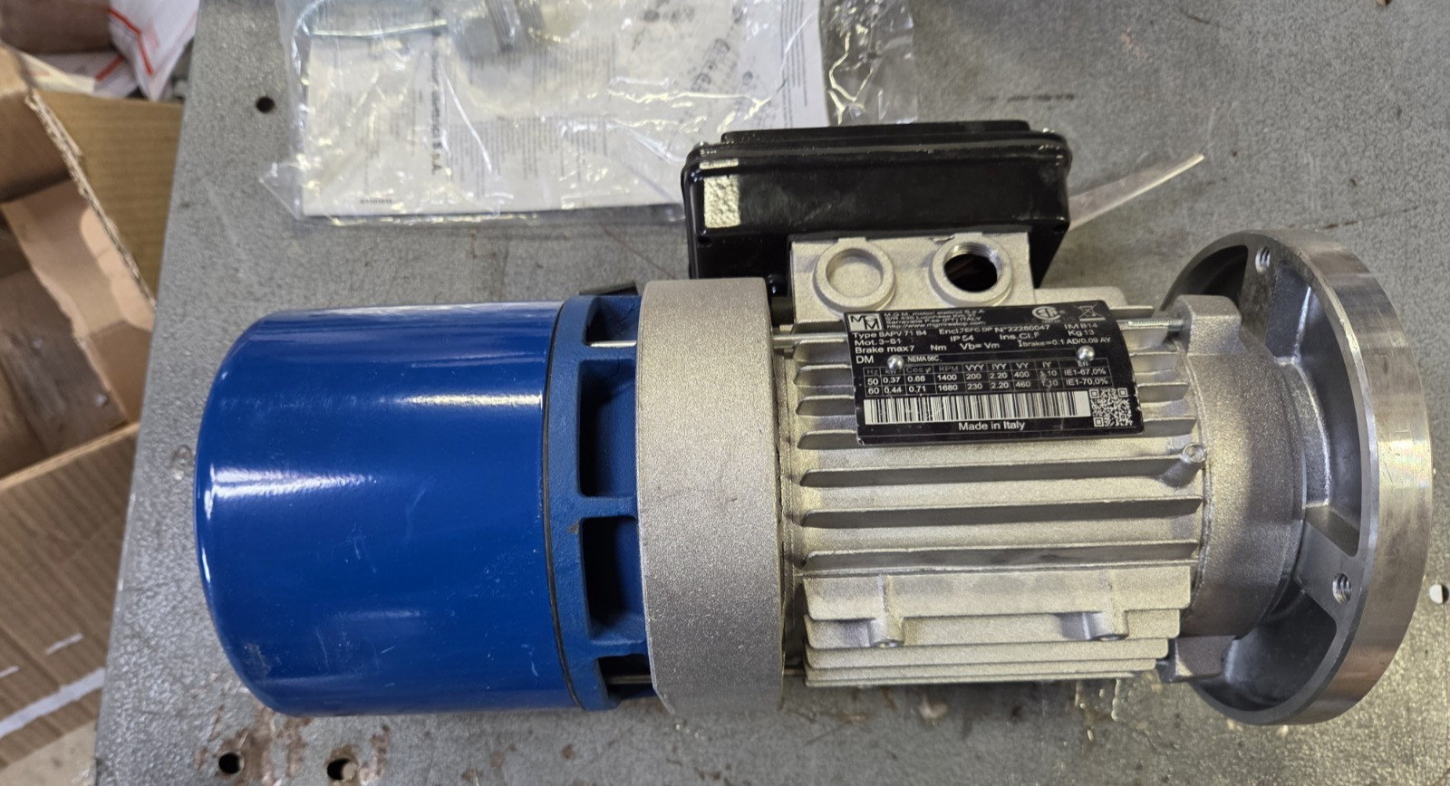 MGM BAPV-71-B4 Electric BRAKE Motor 3ph 200/400-230/460V 1400/1680rpm NEW OPEN