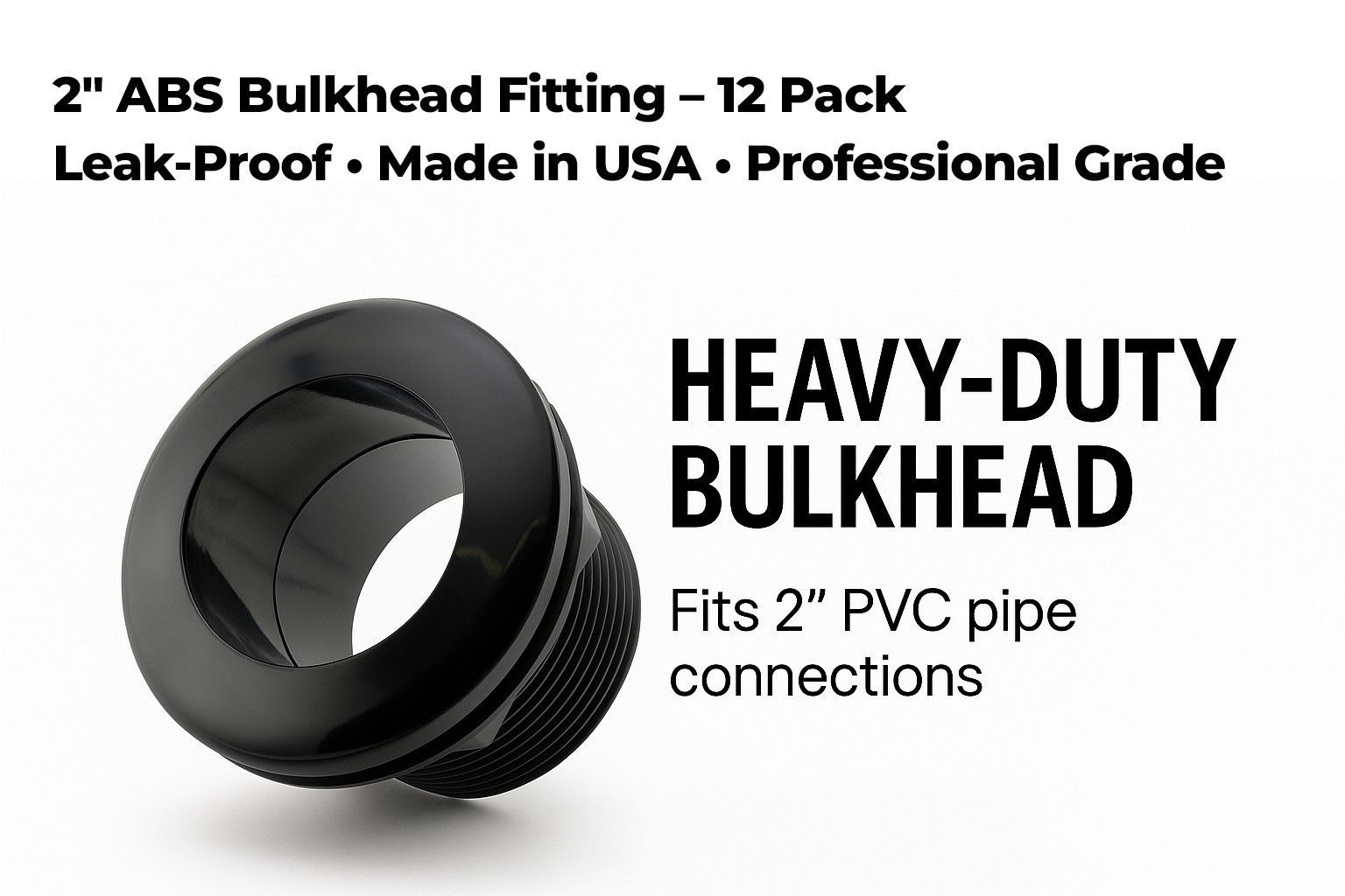 2″ Bulkhead Fitting – Slip x Slip – ABS Tank Aquarium 12 Pack | American Made