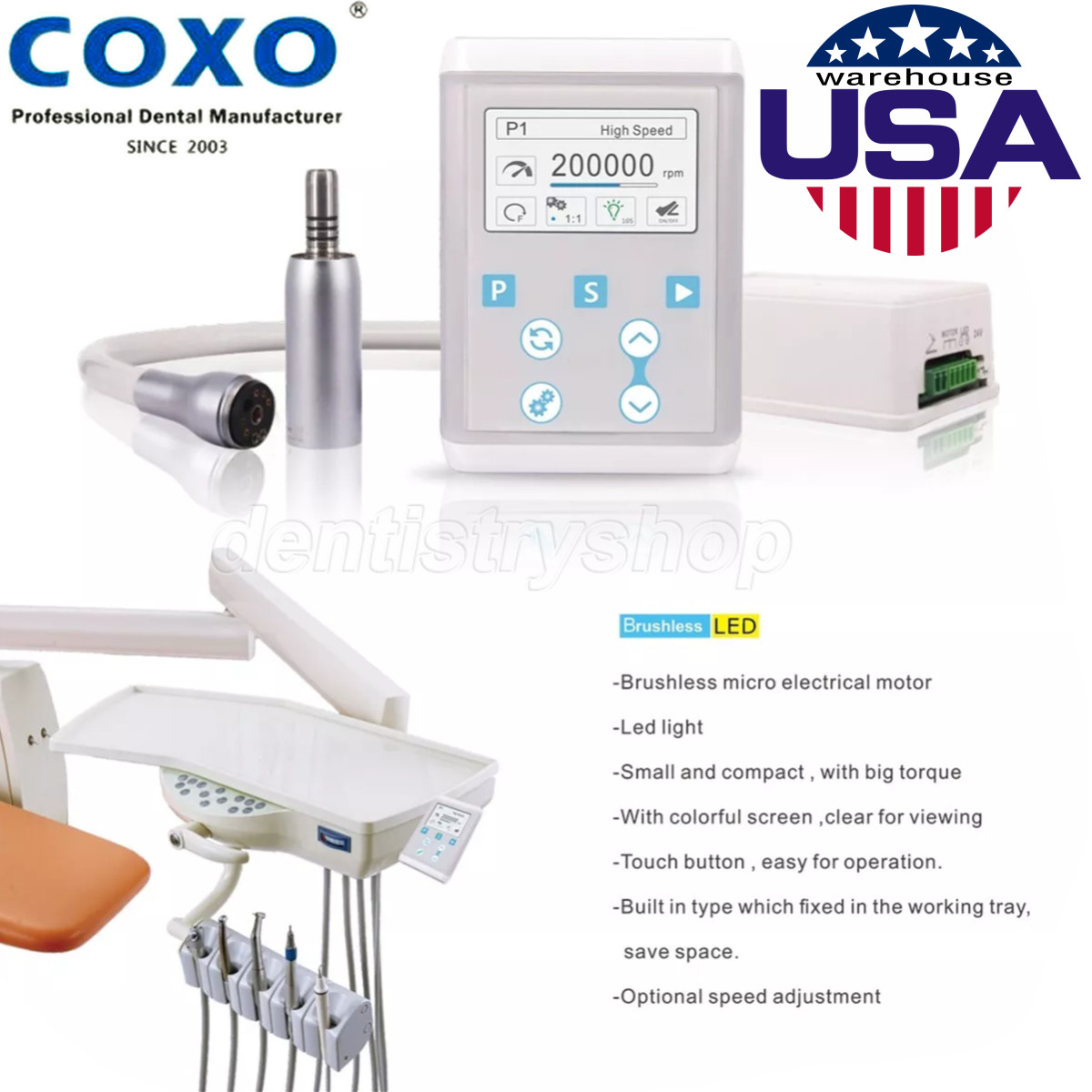 COXO Dental Electric Motor C PUMA INT+ LED Handpiece Motor Brushless Built-in