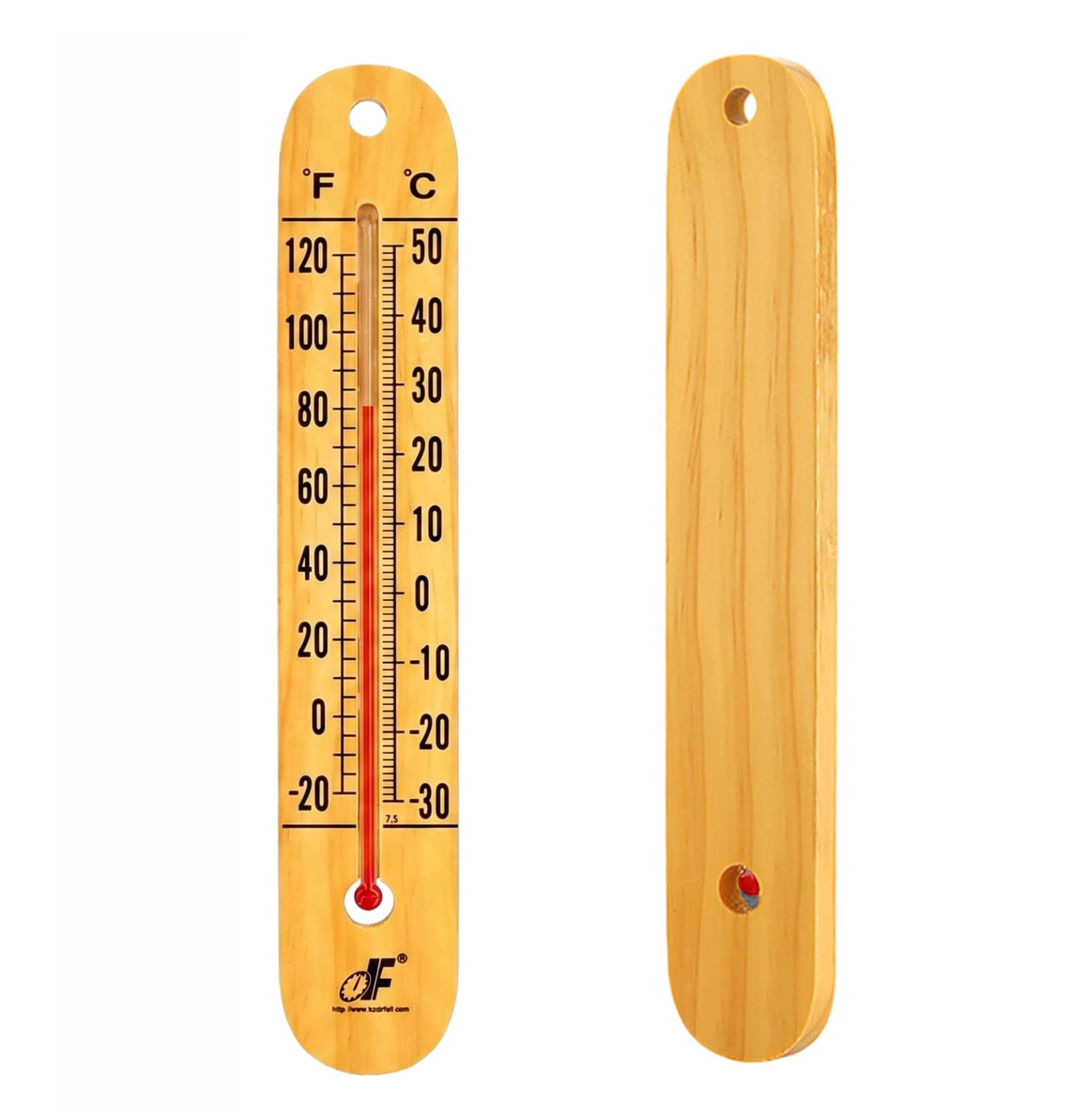Large 10.5 Inch Vertical Wooden Thermometer | Indoor & Outdoor Use, -20Â°F to…
