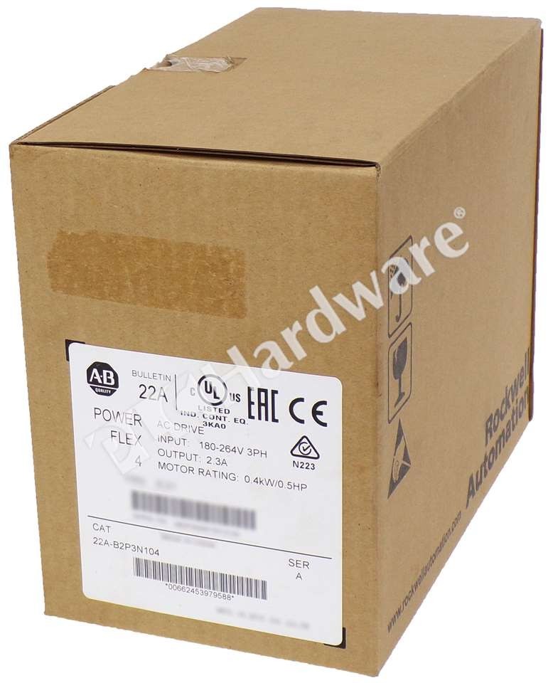 Open Pre-owned Allen Bradley 22A-B2P3N104 /A PowerFlex 4 240V 3-Ph 2.3A AC Drive